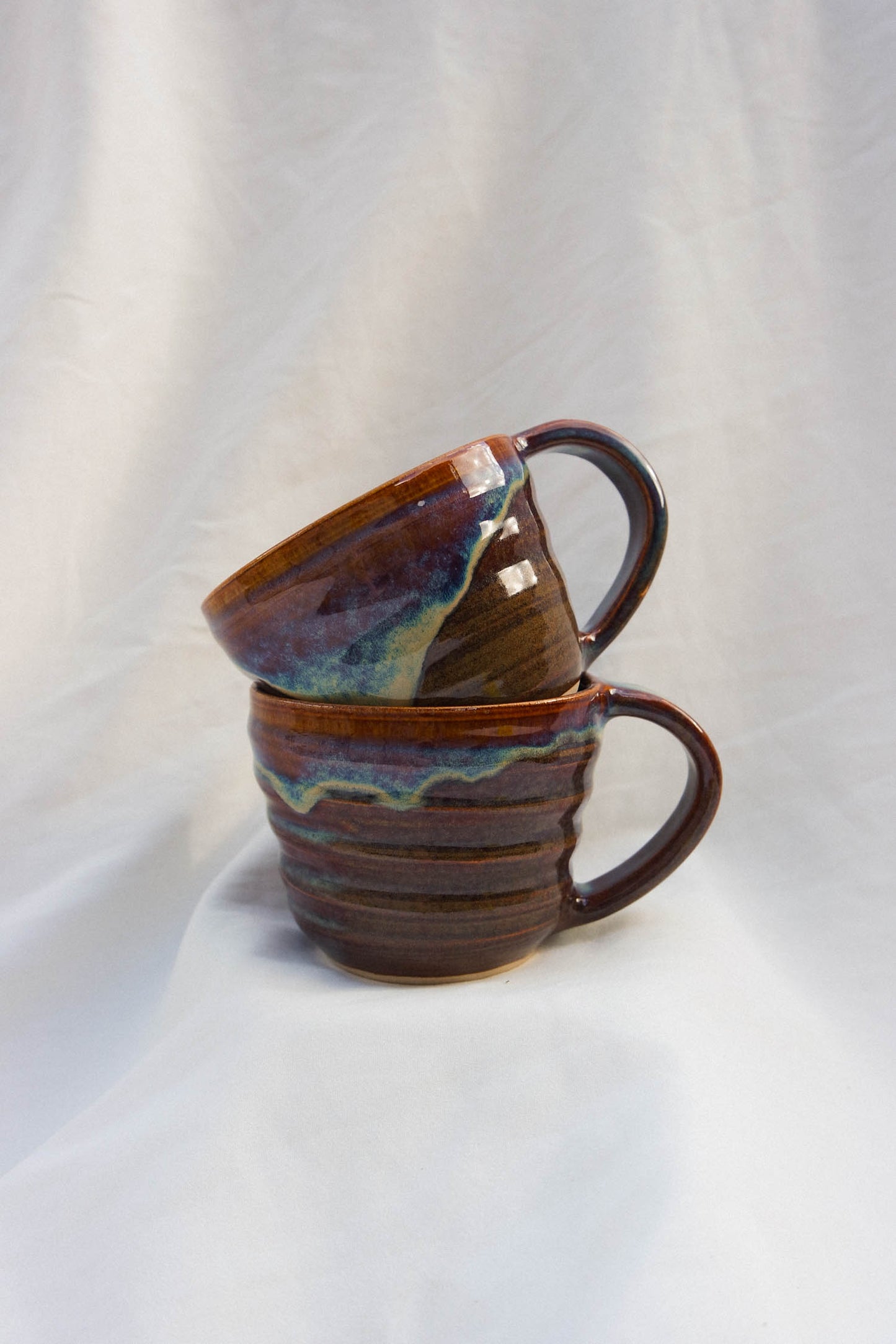 Tall Swirl Mug | Drippy Blue Brown