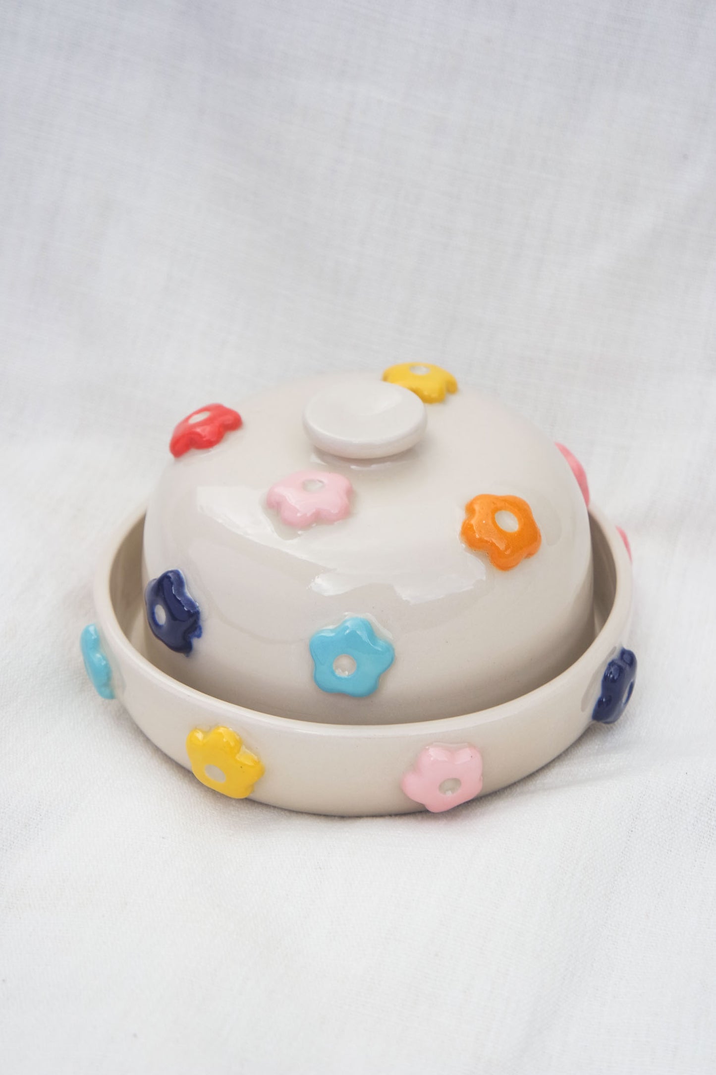 Butter Dish | Flower Puff Scatter | Multi colour