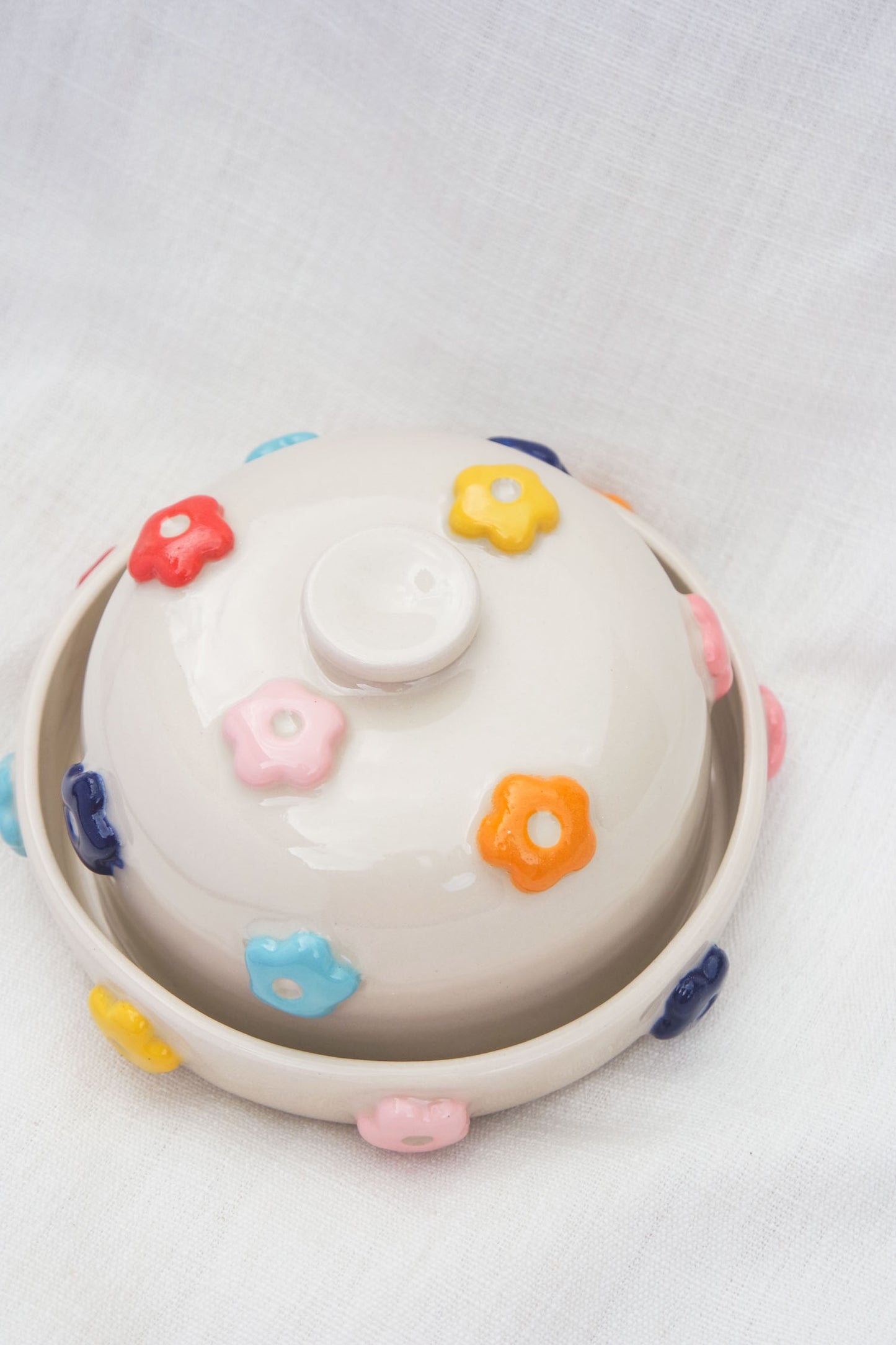 Butter Dish | Flower Puff Scatter | Multi colour