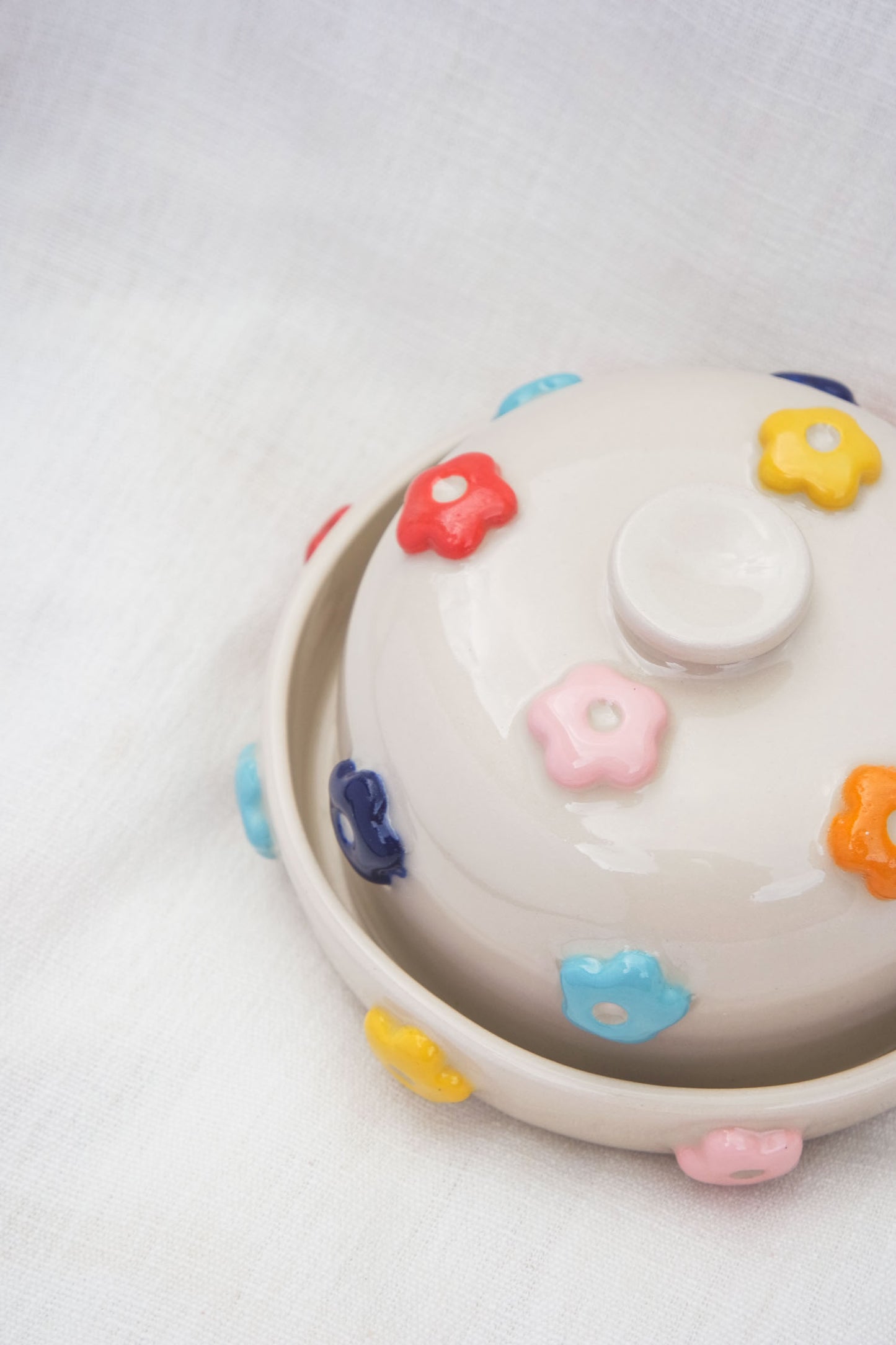 Butter Dish | Flower Puff Scatter | Multi colour
