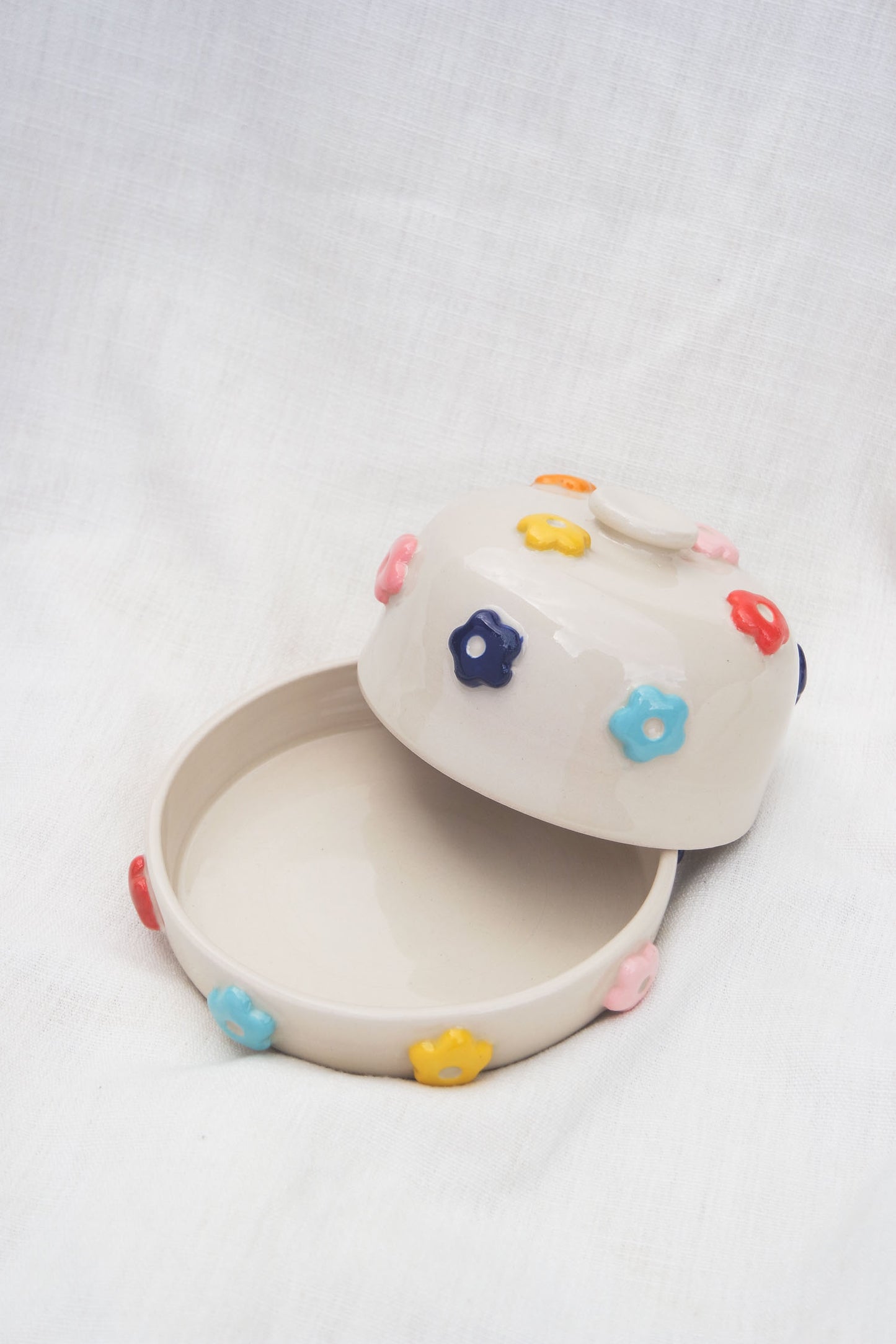 Butter Dish | Flower Puff Scatter | Multi colour
