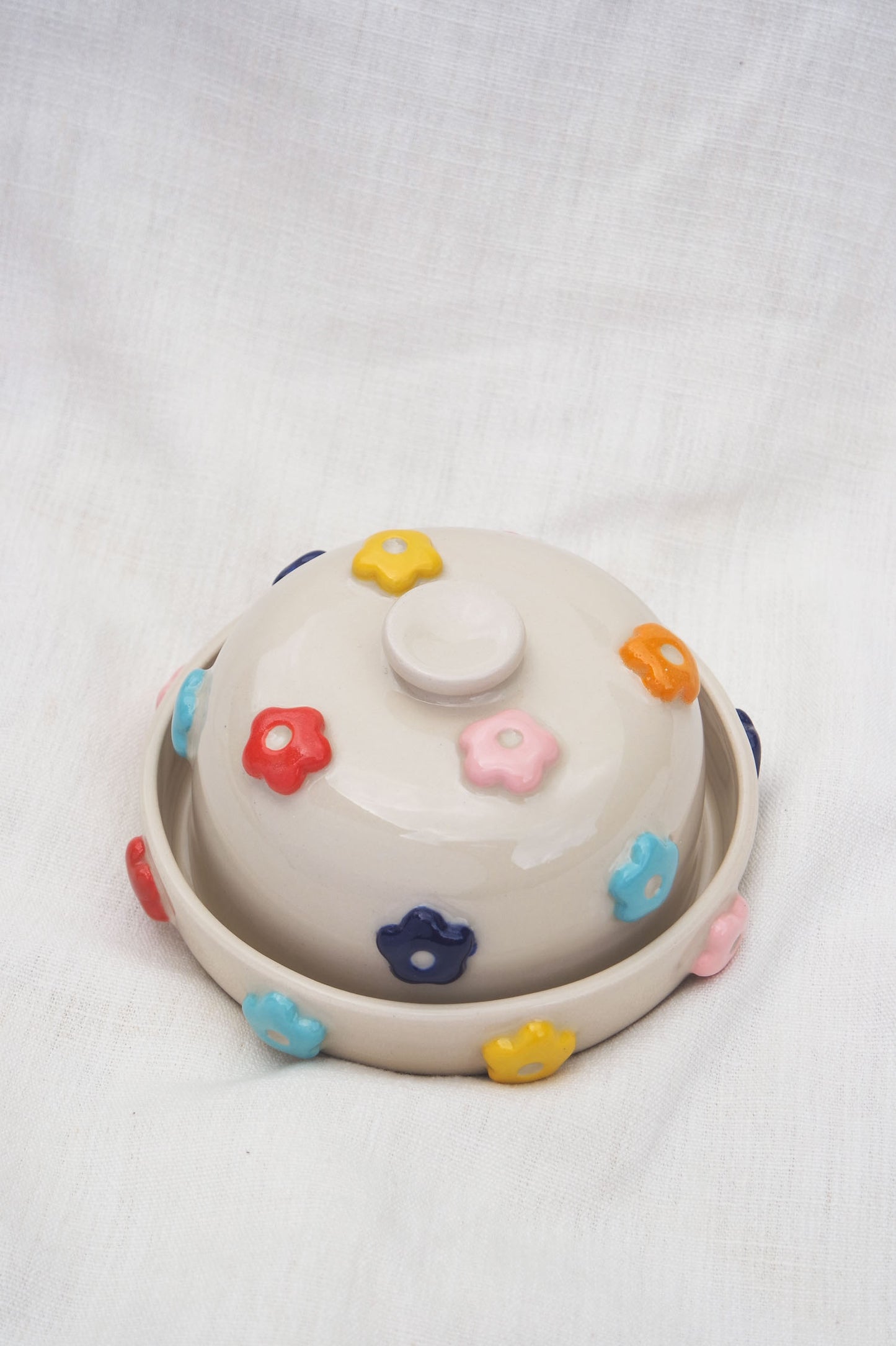 Butter Dish | Flower Puff Scatter | Multi colour
