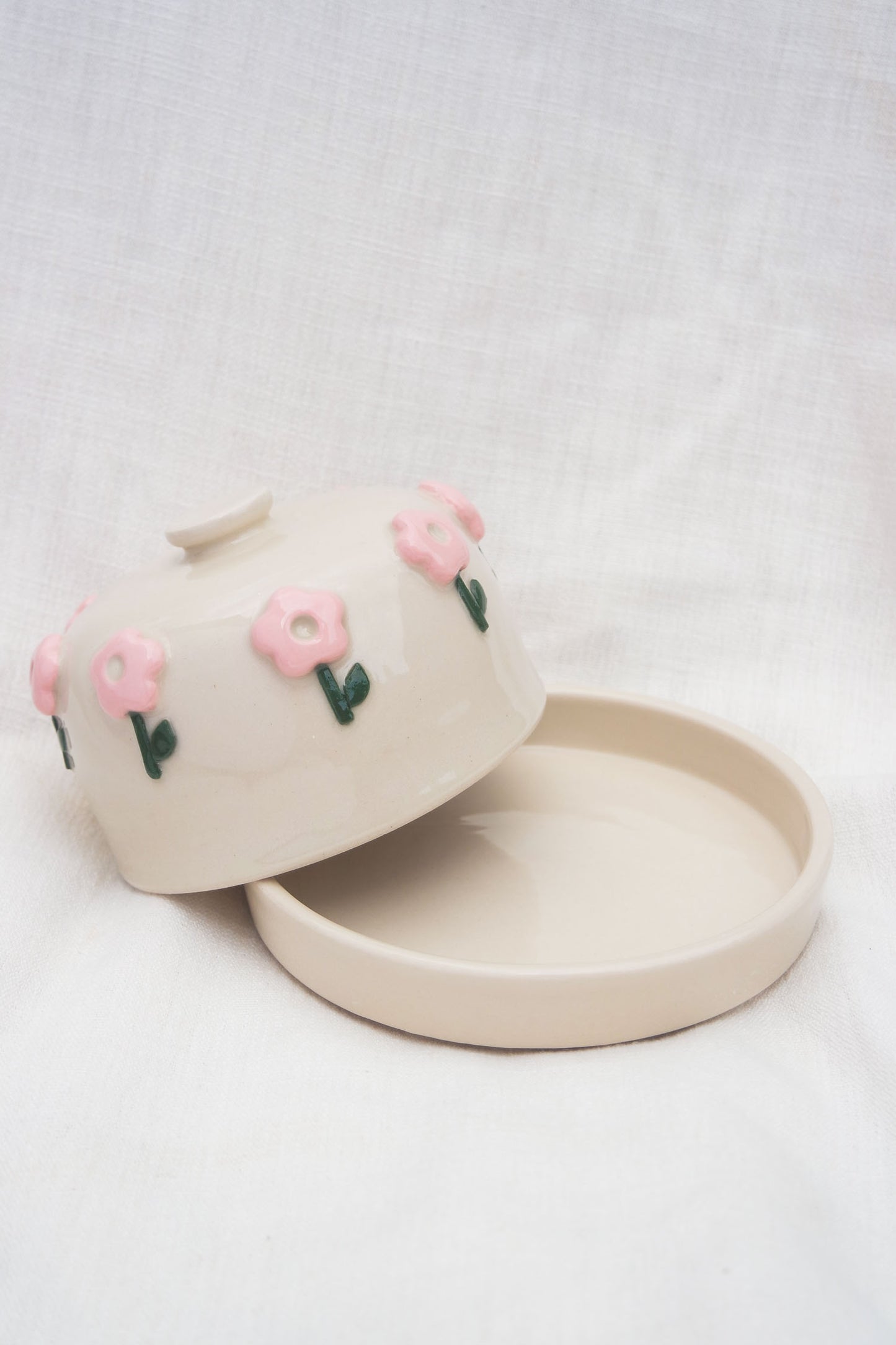Custom Flower Puff Stem Butter Dish