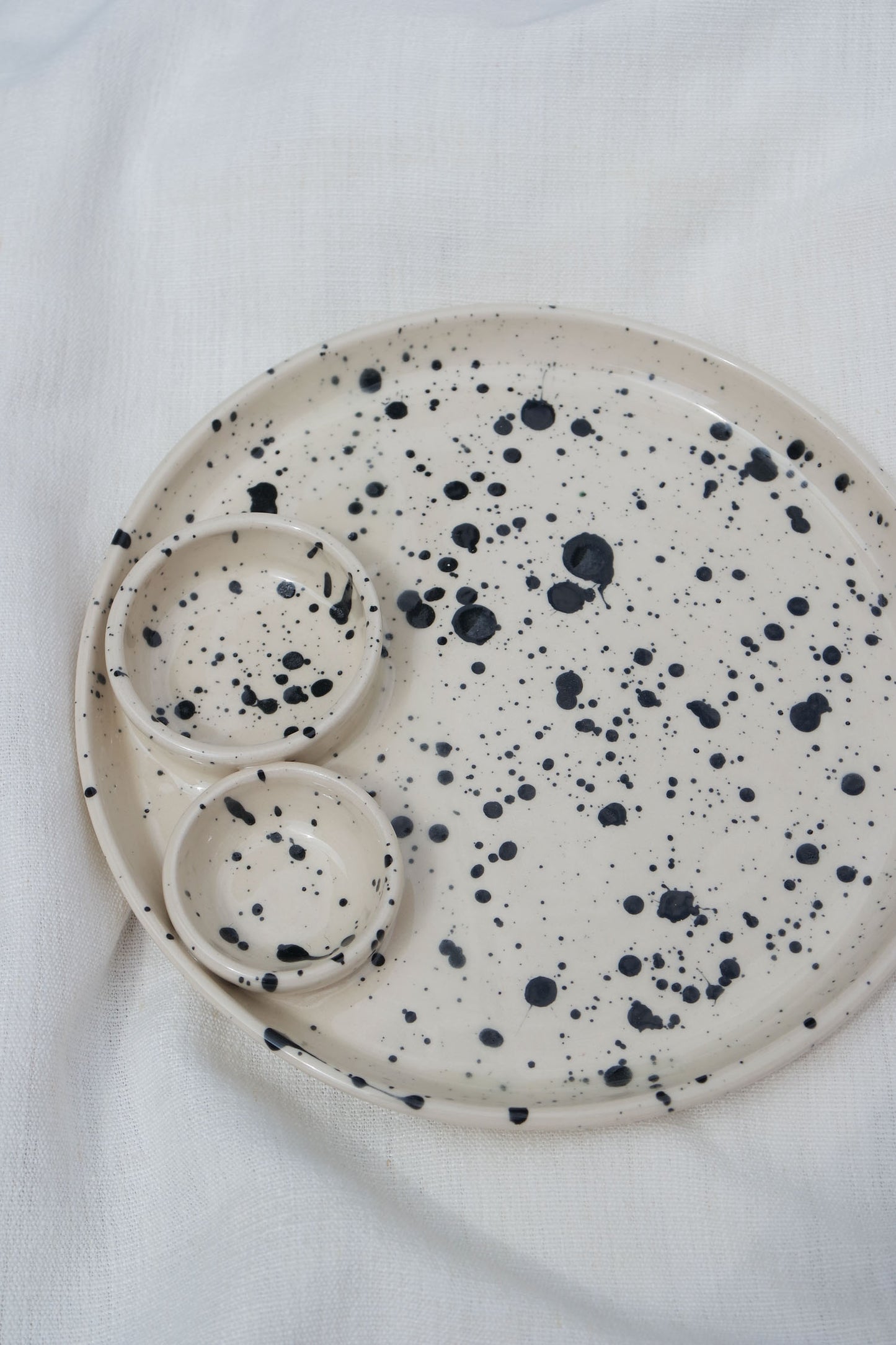 Double Dippy Dinner Plate | Black Splatter