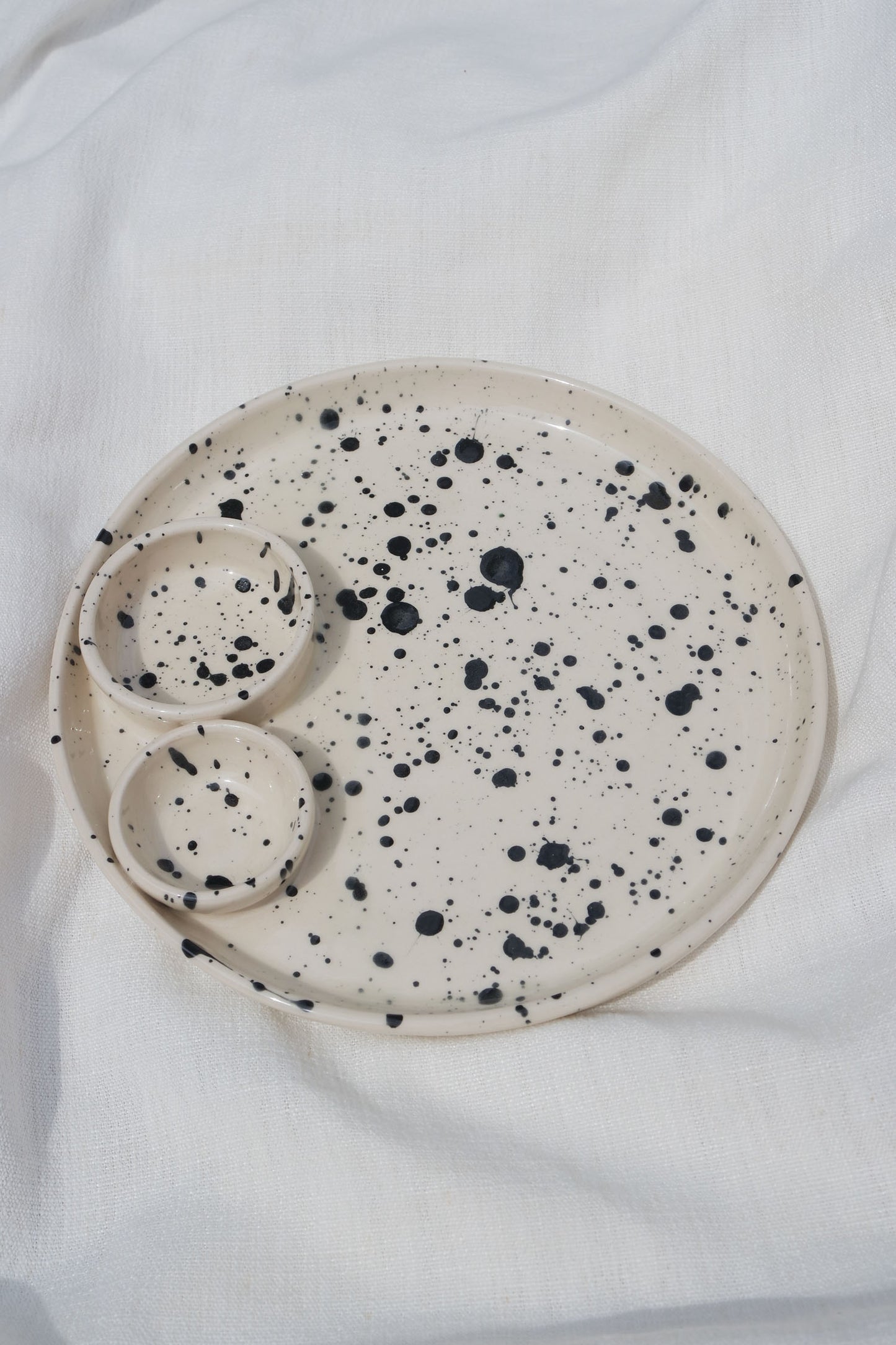 Double Dippy Dinner Plate | Black Splatter