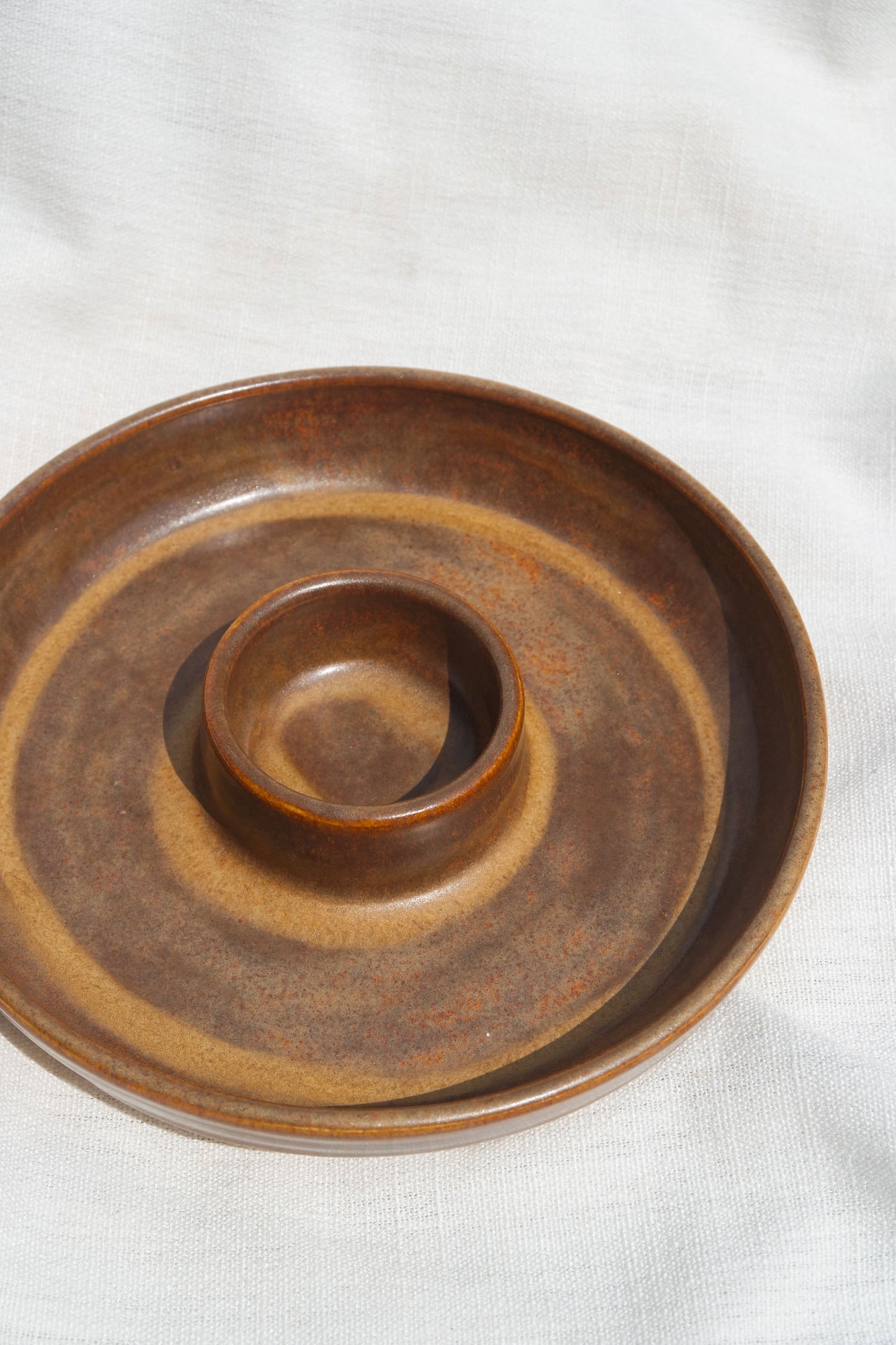 Snack Dippy Plate | Brown Satin