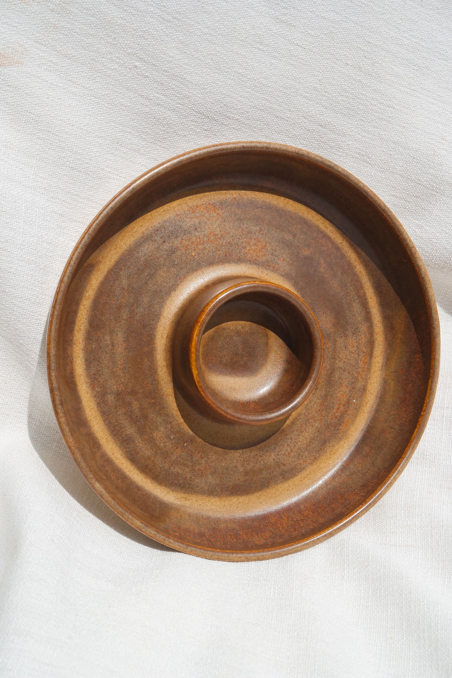 Snack Dippy Plate | Brown Satin