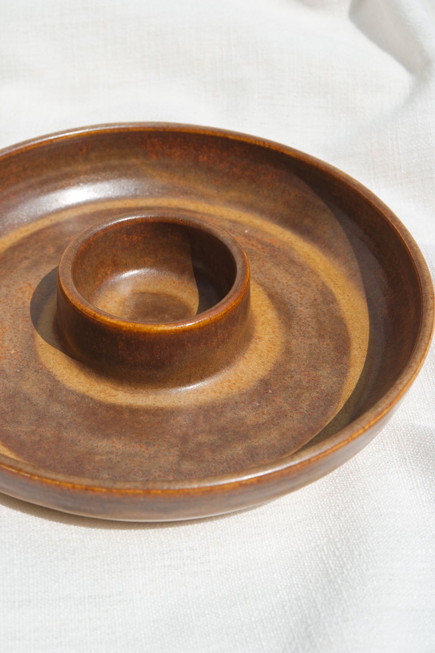 Snack Dippy Plate | Brown Satin