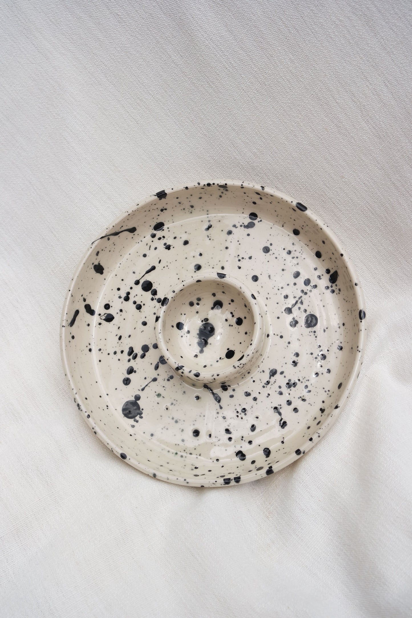 Snack Dippy Plate | Black Splatter
