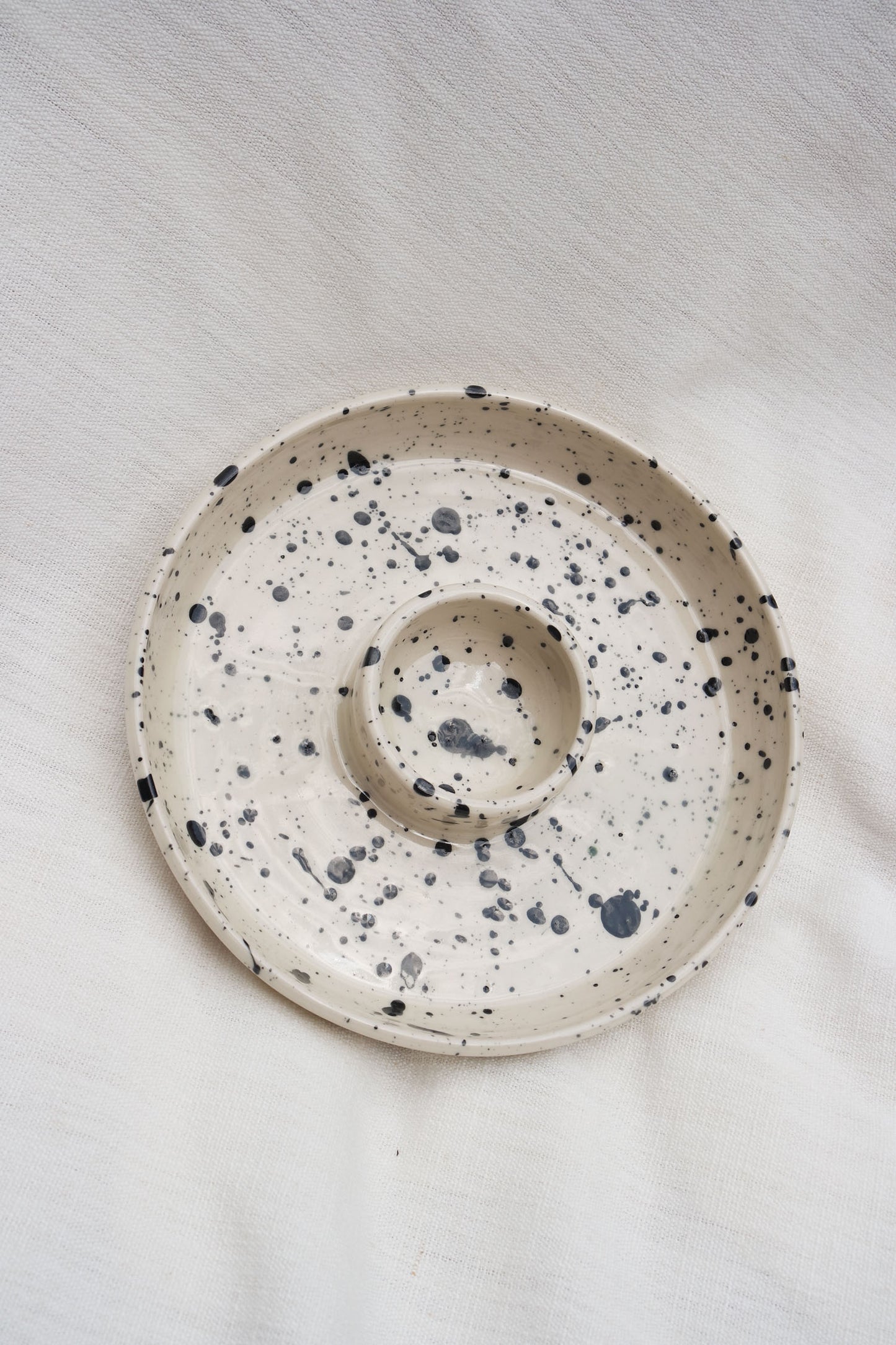 Snack Dippy Plate | Black Splatter
