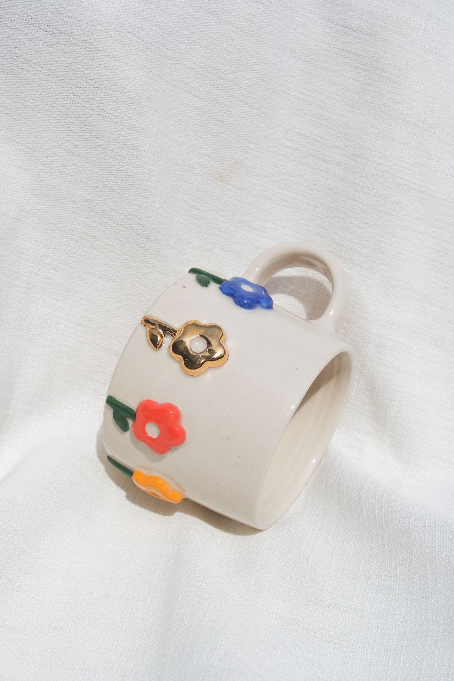 Flower Puff Stem Mug | Multi & Gold (seconds)