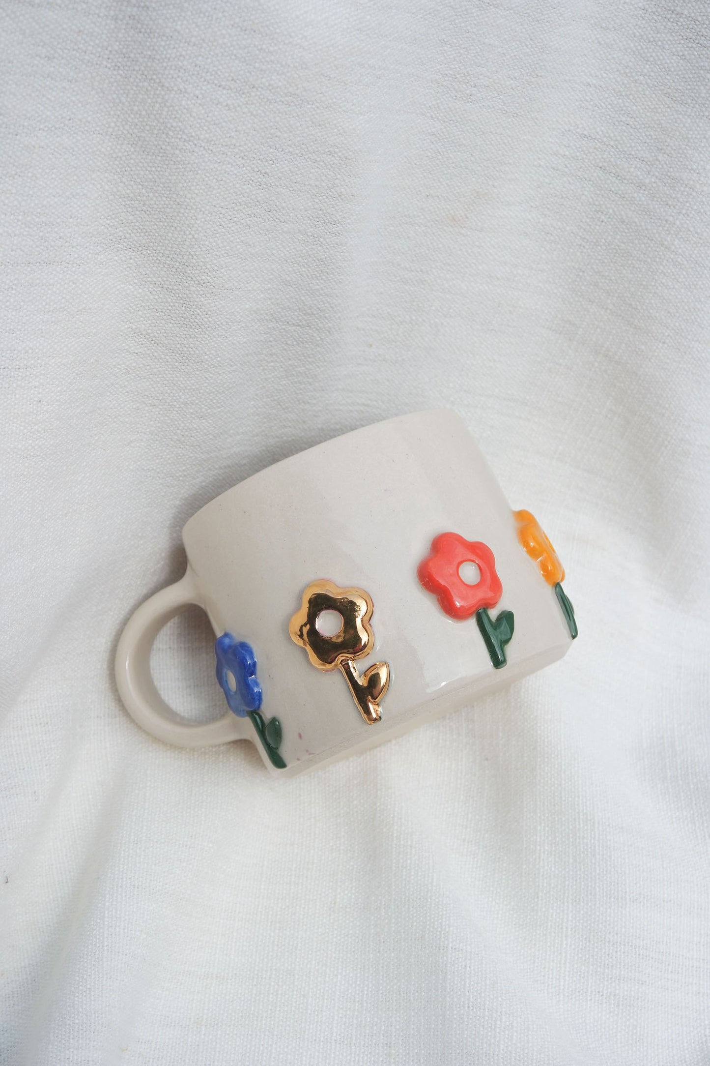 Flower Puff Stem Mug | Multi & Gold (seconds)