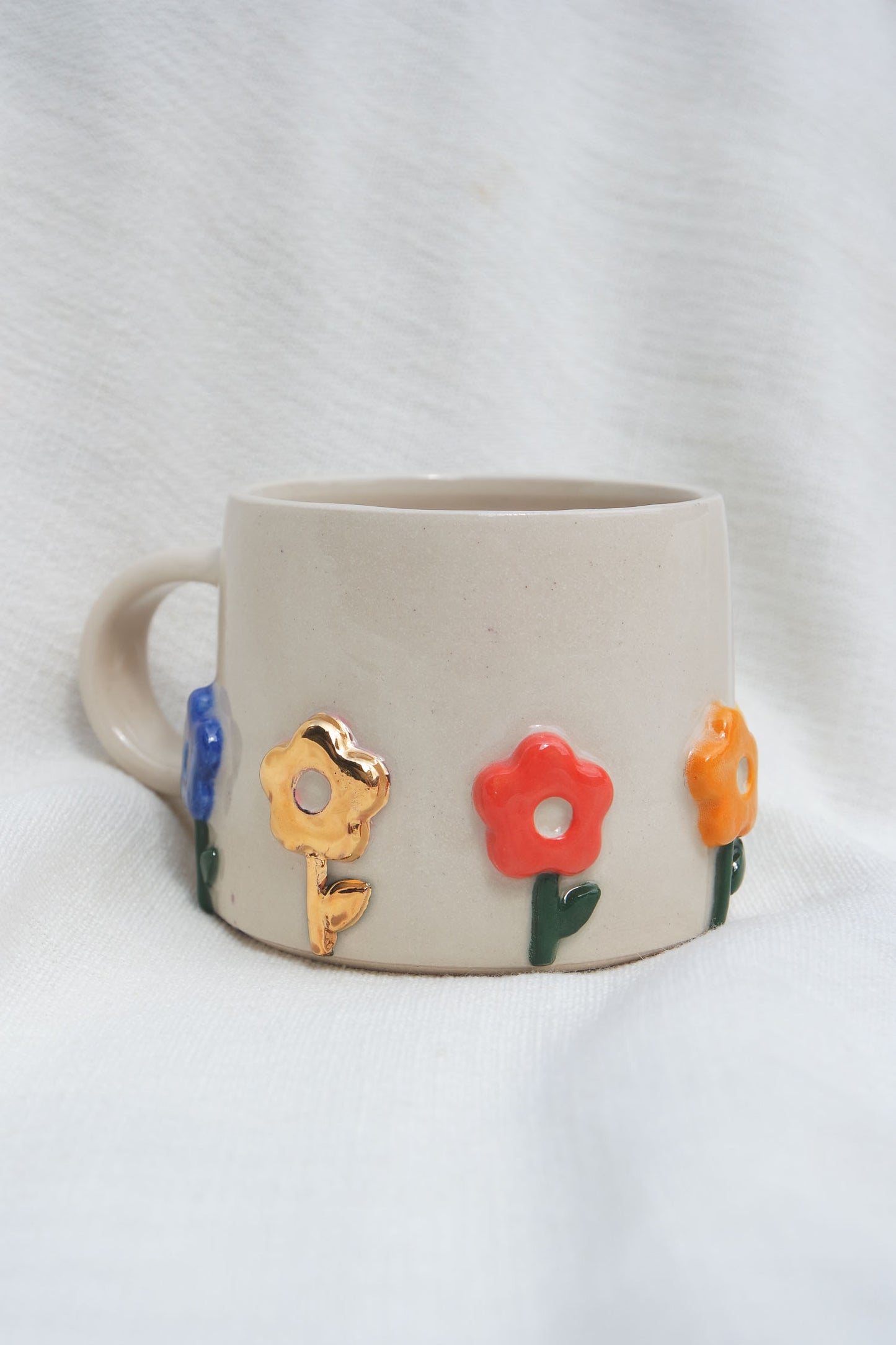 Flower Puff Stem Mug | Multi & Gold (seconds)