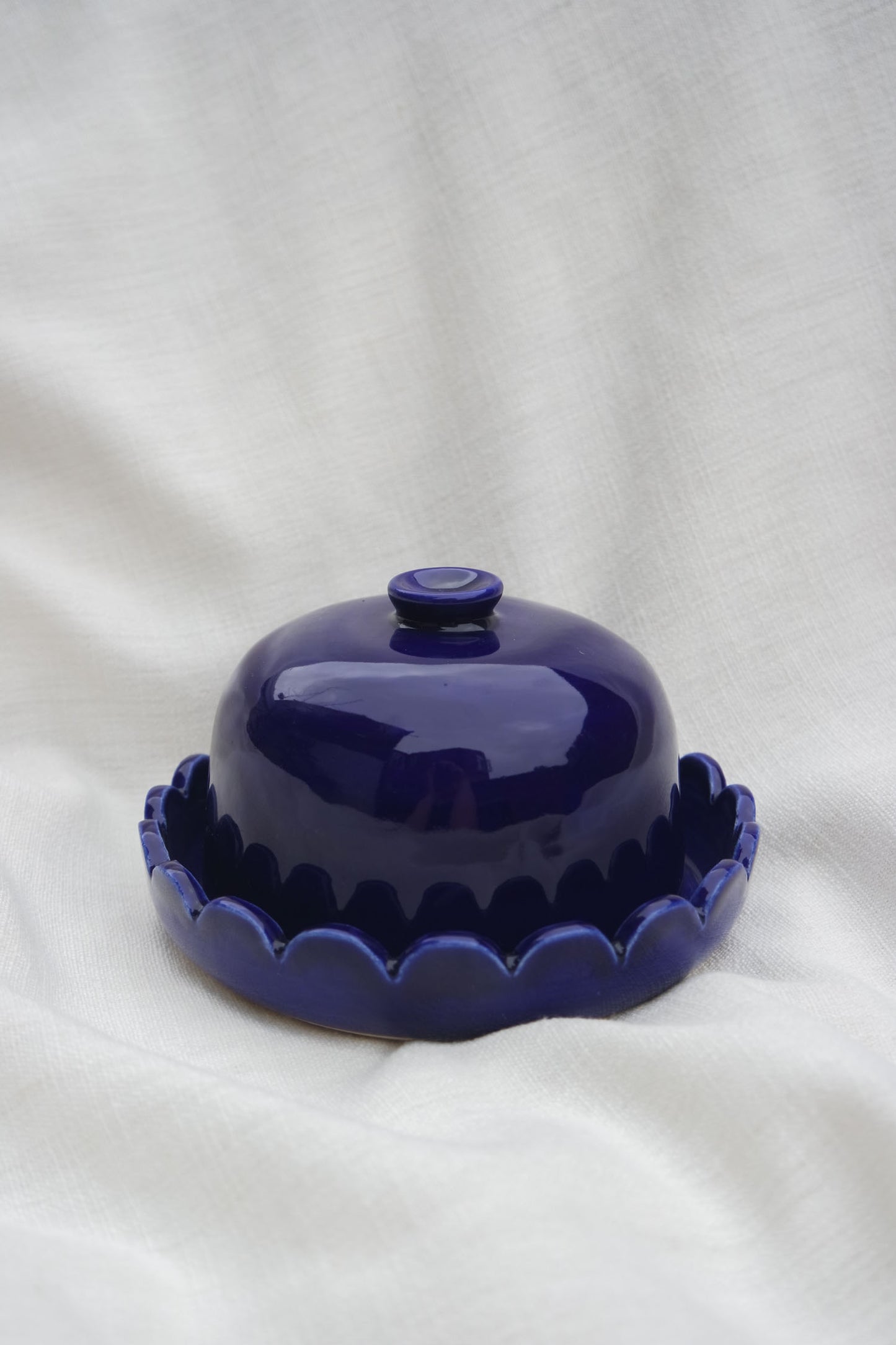 Butter Dish | Scallop Rim | Cobalt Blue