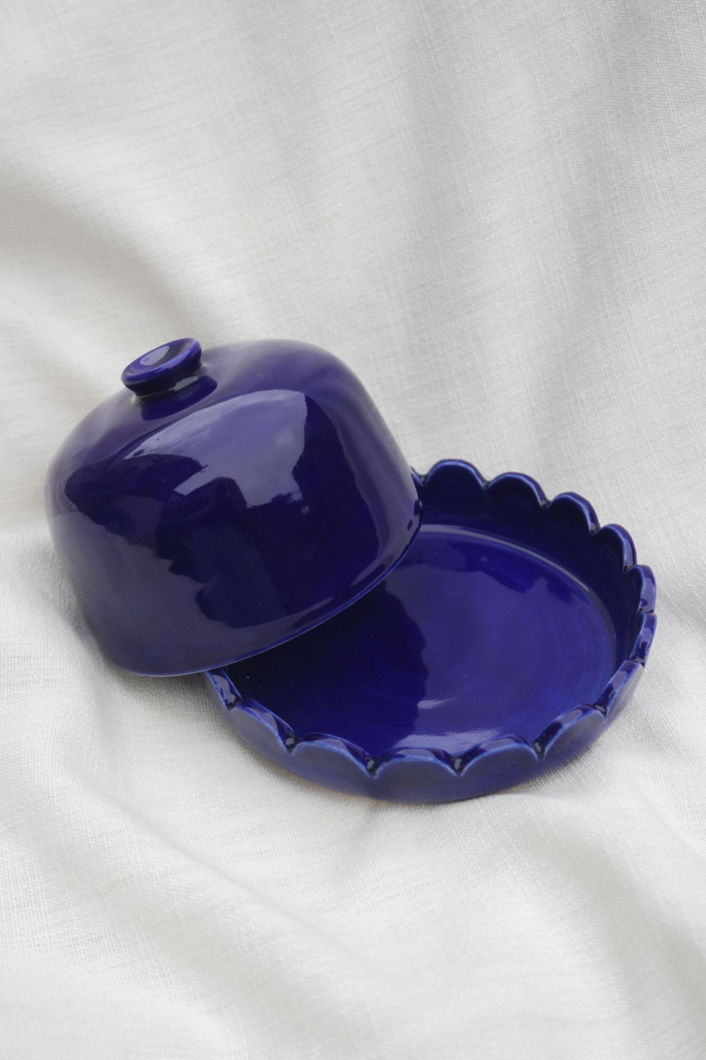 Butter Dish | Scallop Rim | Cobalt Blue