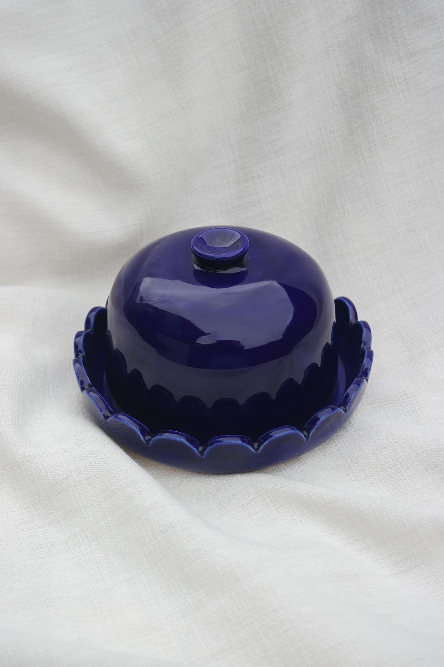 Butter Dish | Scallop Rim | Cobalt Blue