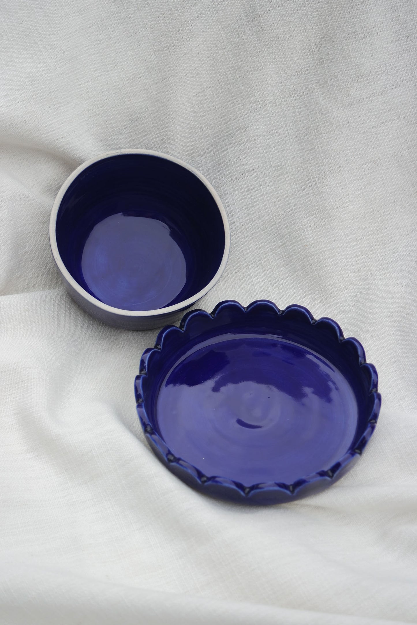 Butter Dish | Scallop Rim | Cobalt Blue
