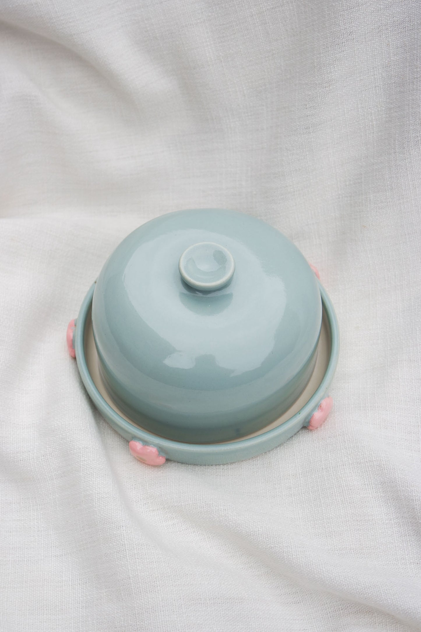Butter Dish | Dainty Flower Puff | Sky Blue