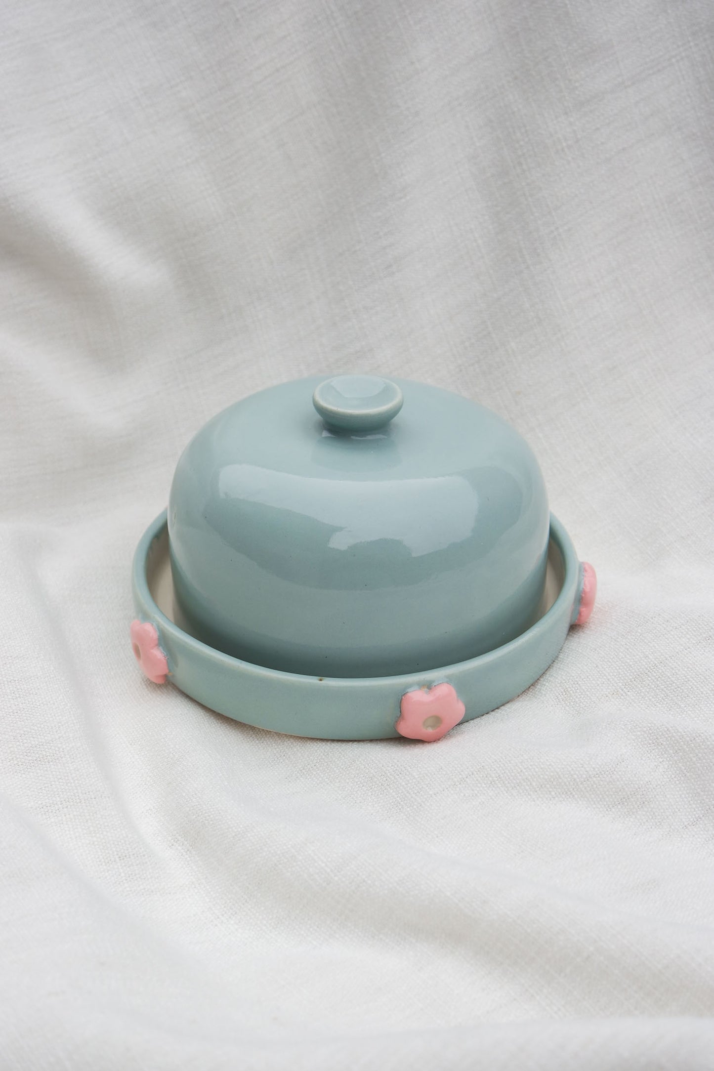 Butter Dish | Dainty Flower Puff | Sky Blue