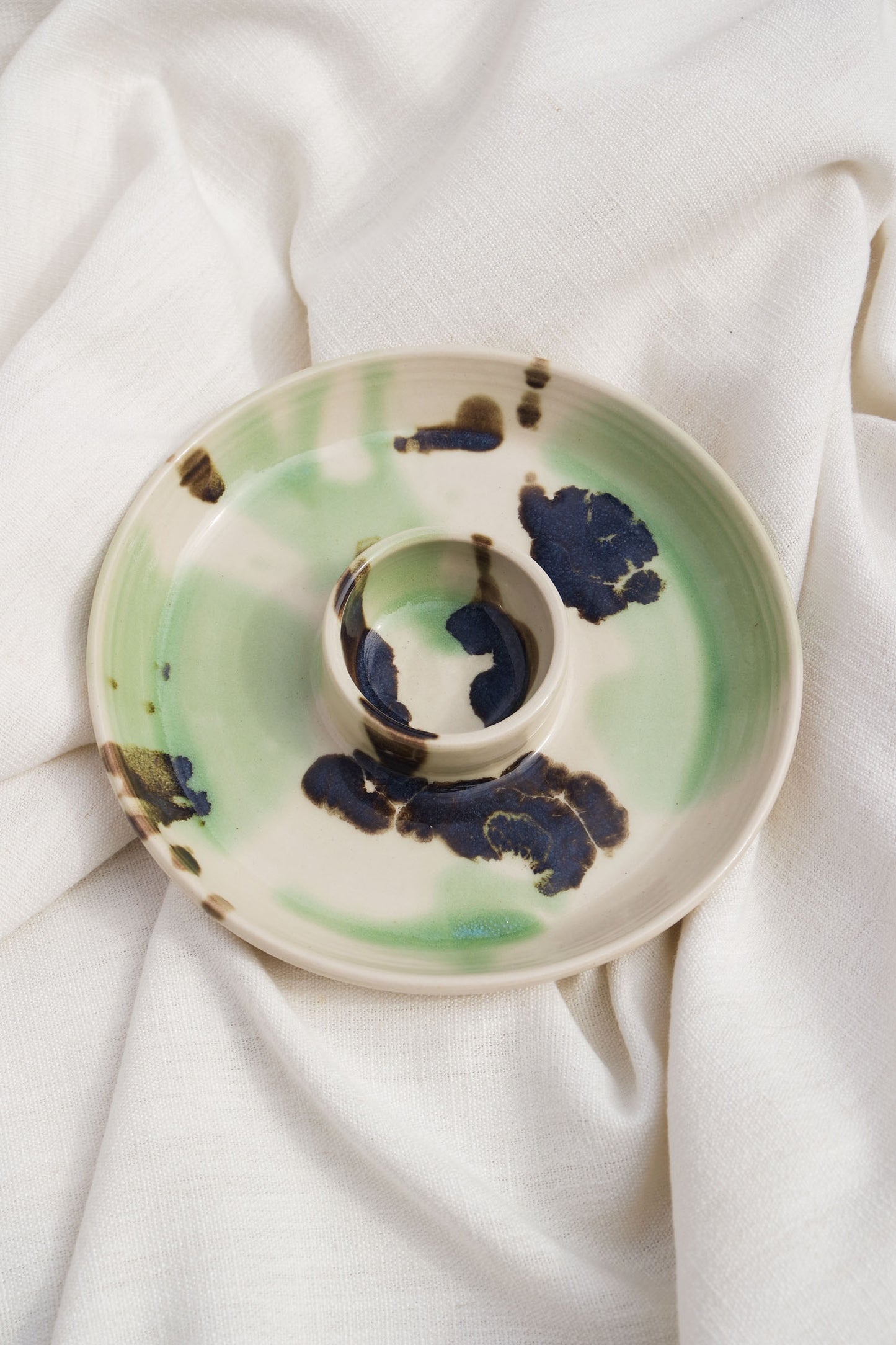 Snack Dippy Plate | Green Splatter 1