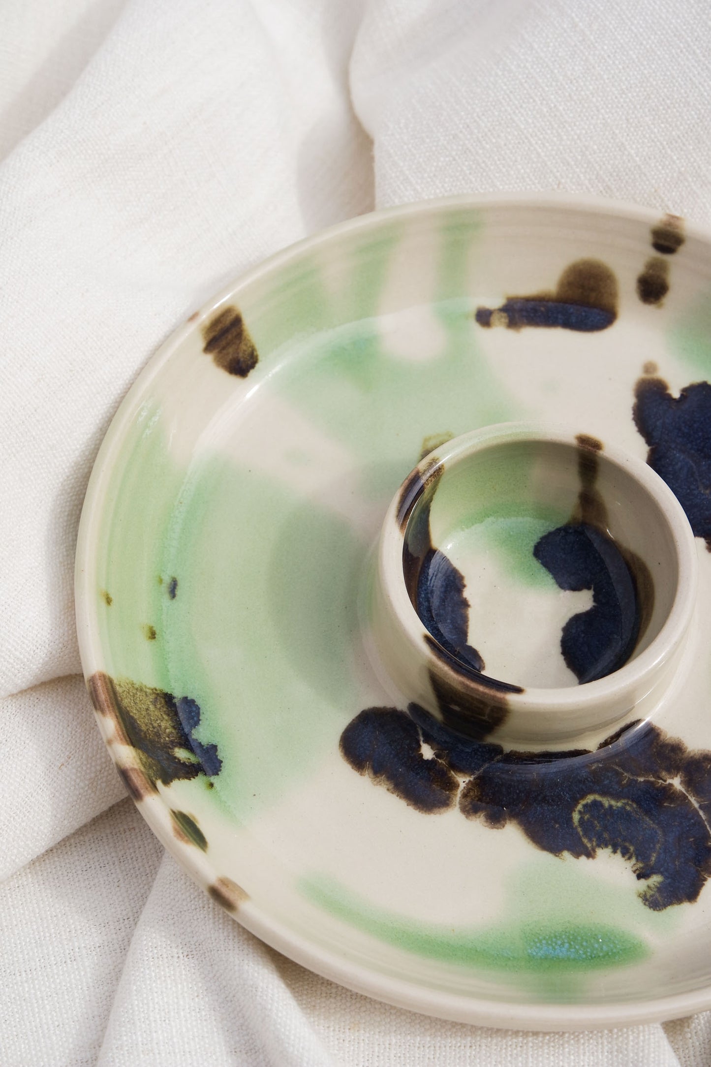 Snack Dippy Plate | Green Splatter 1