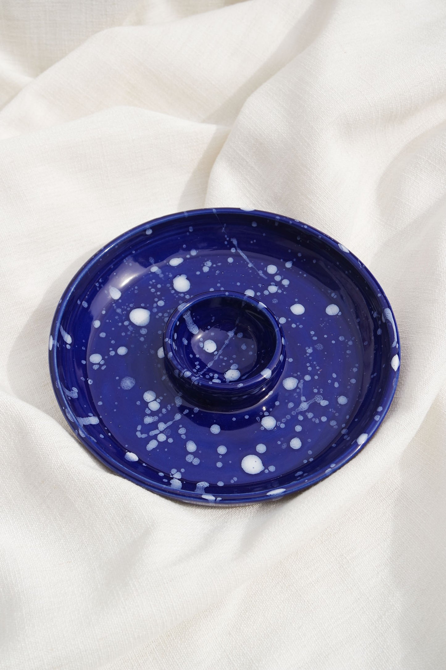 Snack Dippy Plate | Cobalt and White Splatter