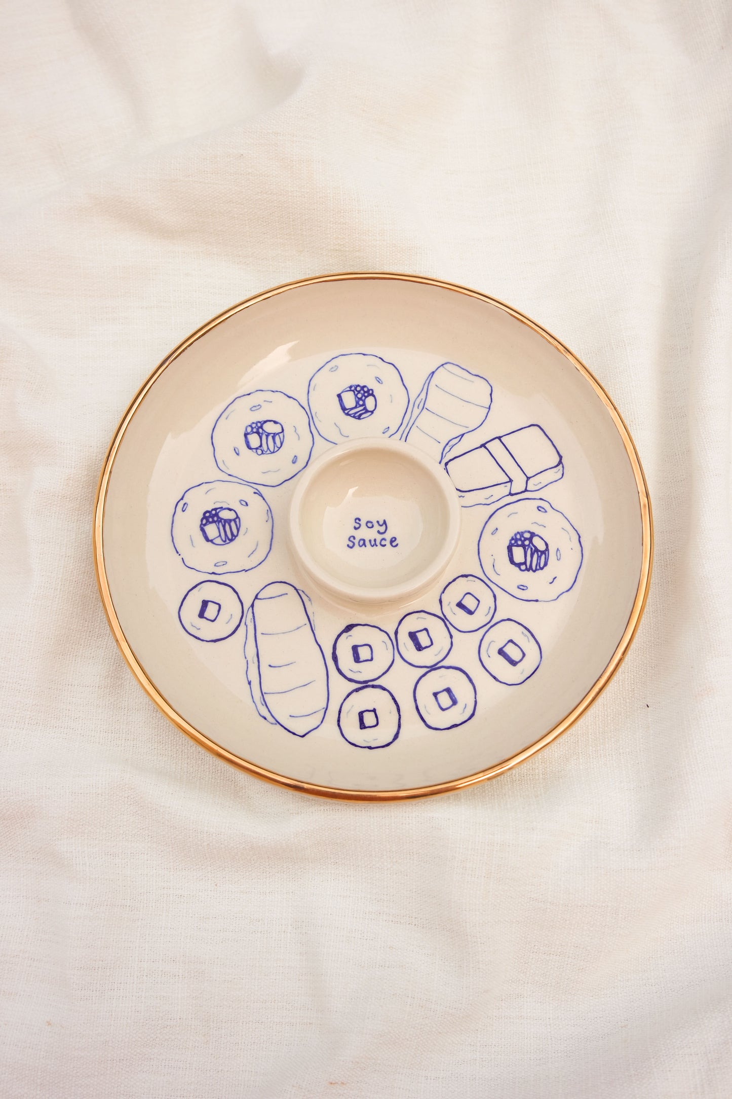 Gold Rimmed Sushi Plate