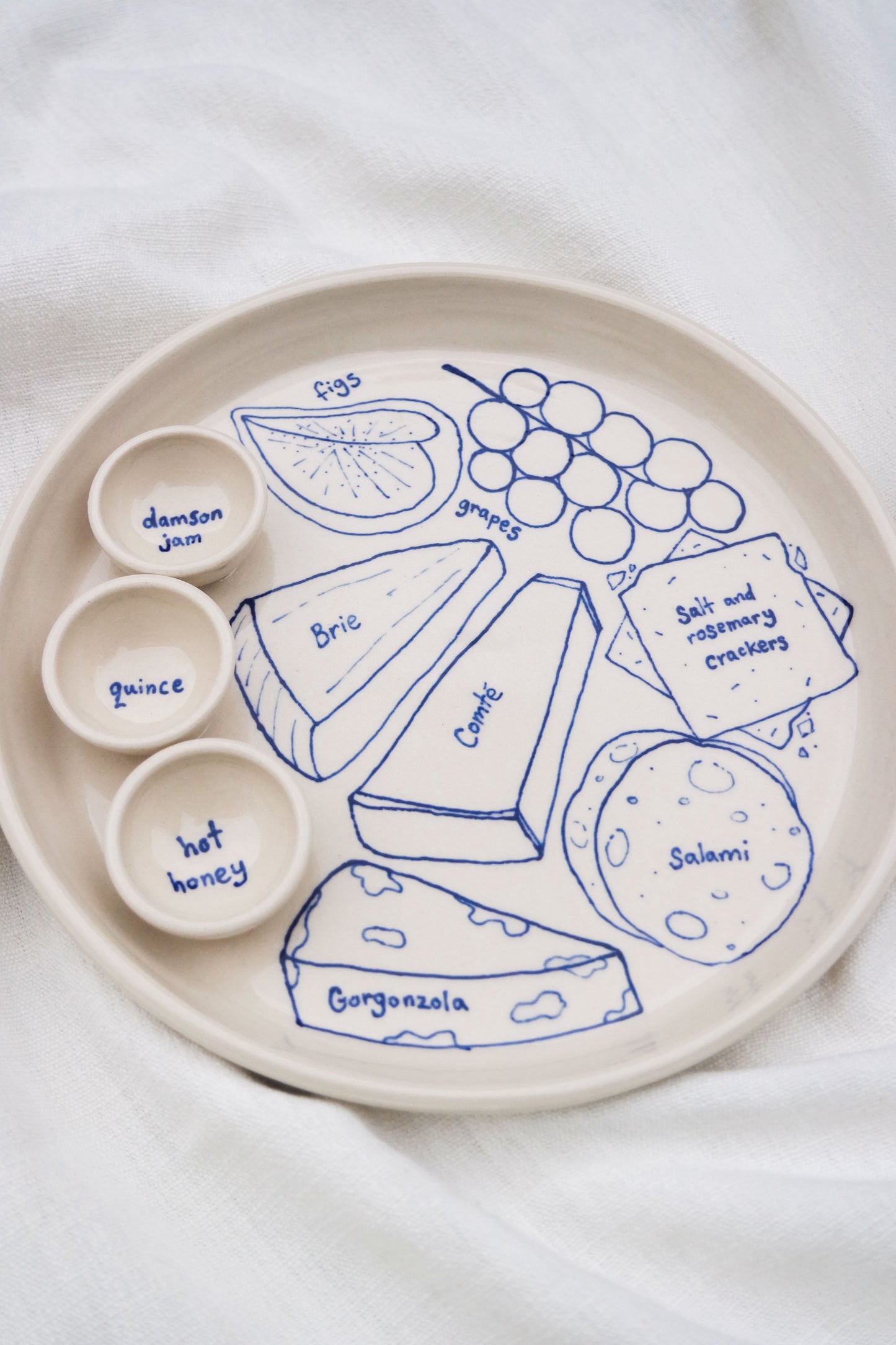 Cheese, Salami and Jams Cheeseboard Triple Dippy Dinner Plate