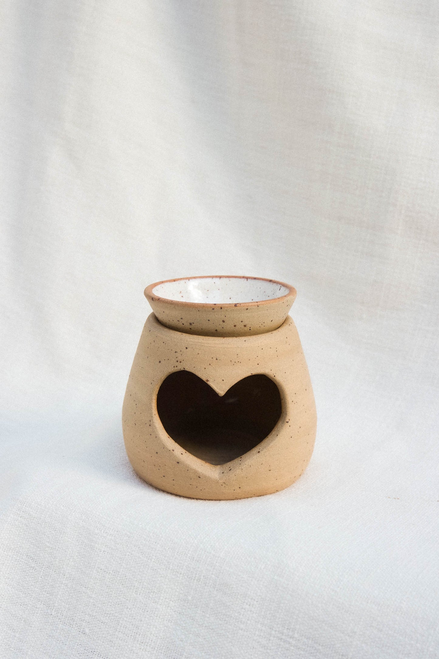 Wax Burner Heart Speckled Clay