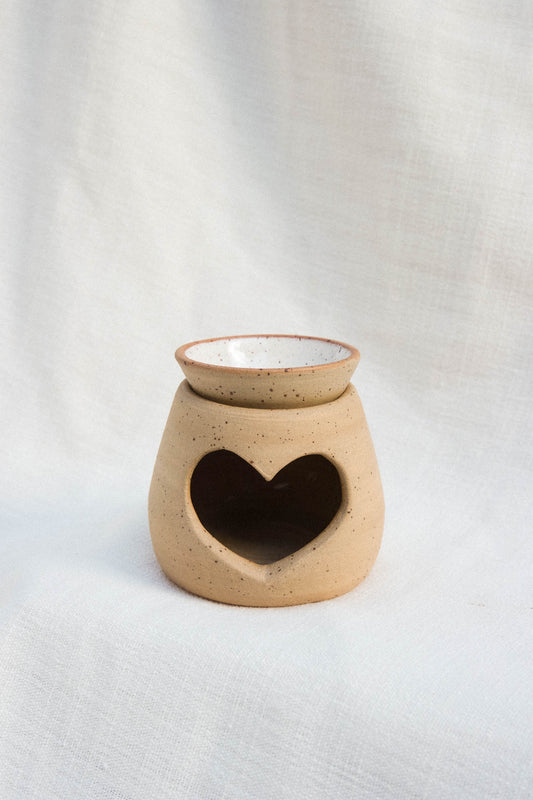 Wax Burner Heart Speckled Clay