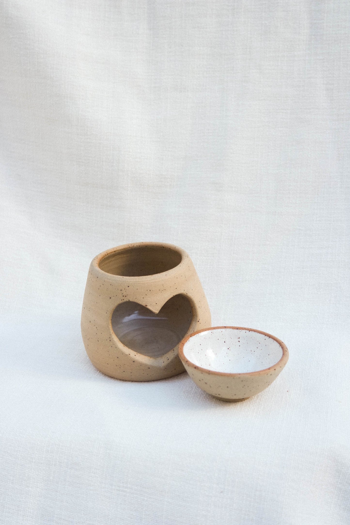 Wax Burner Heart Speckled Clay