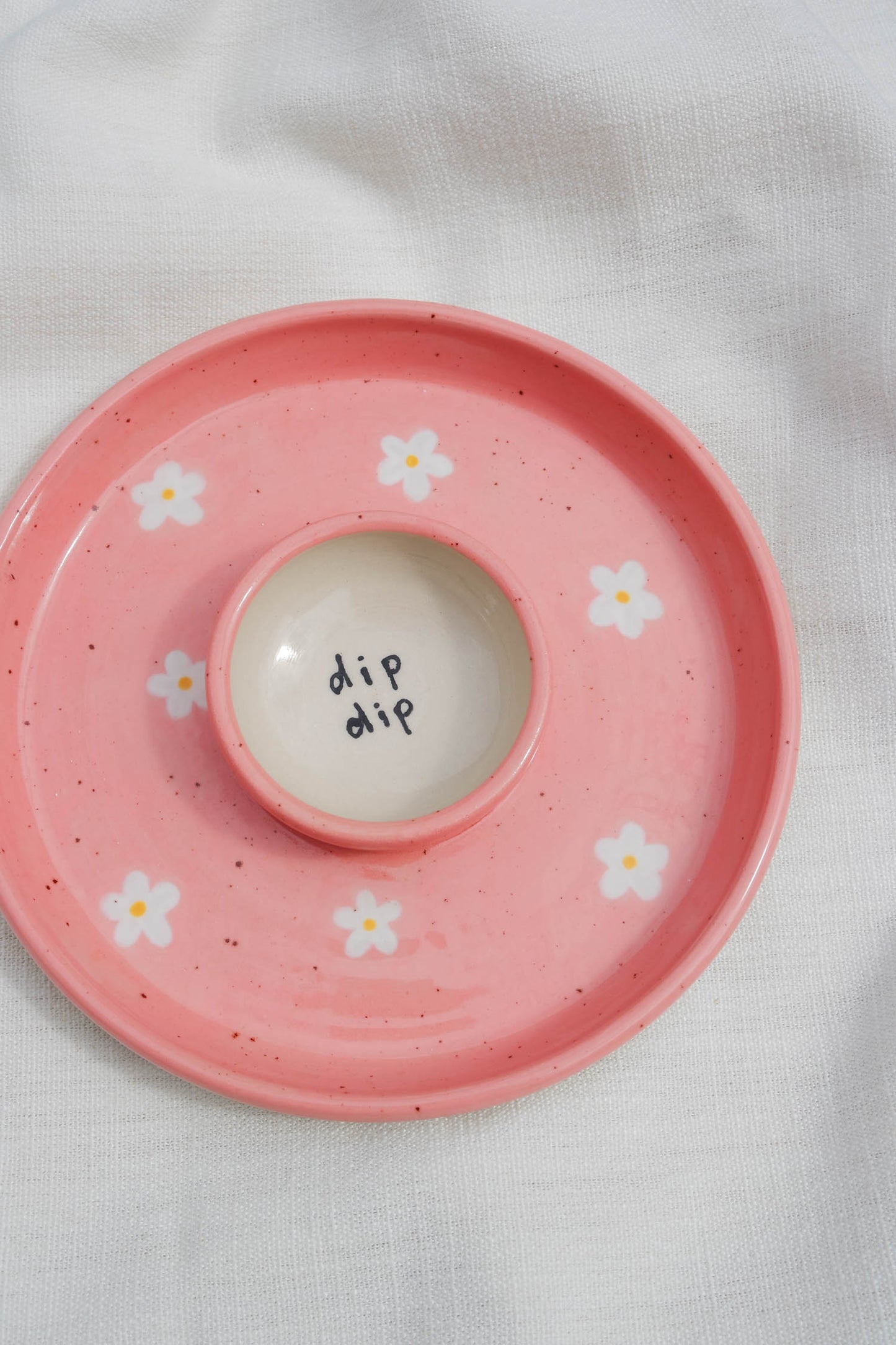 Snack Dippy Plate | Dip Dip Pink and Daisies