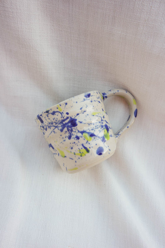 Tall Swirl Mug | Cobalt and neon splatter