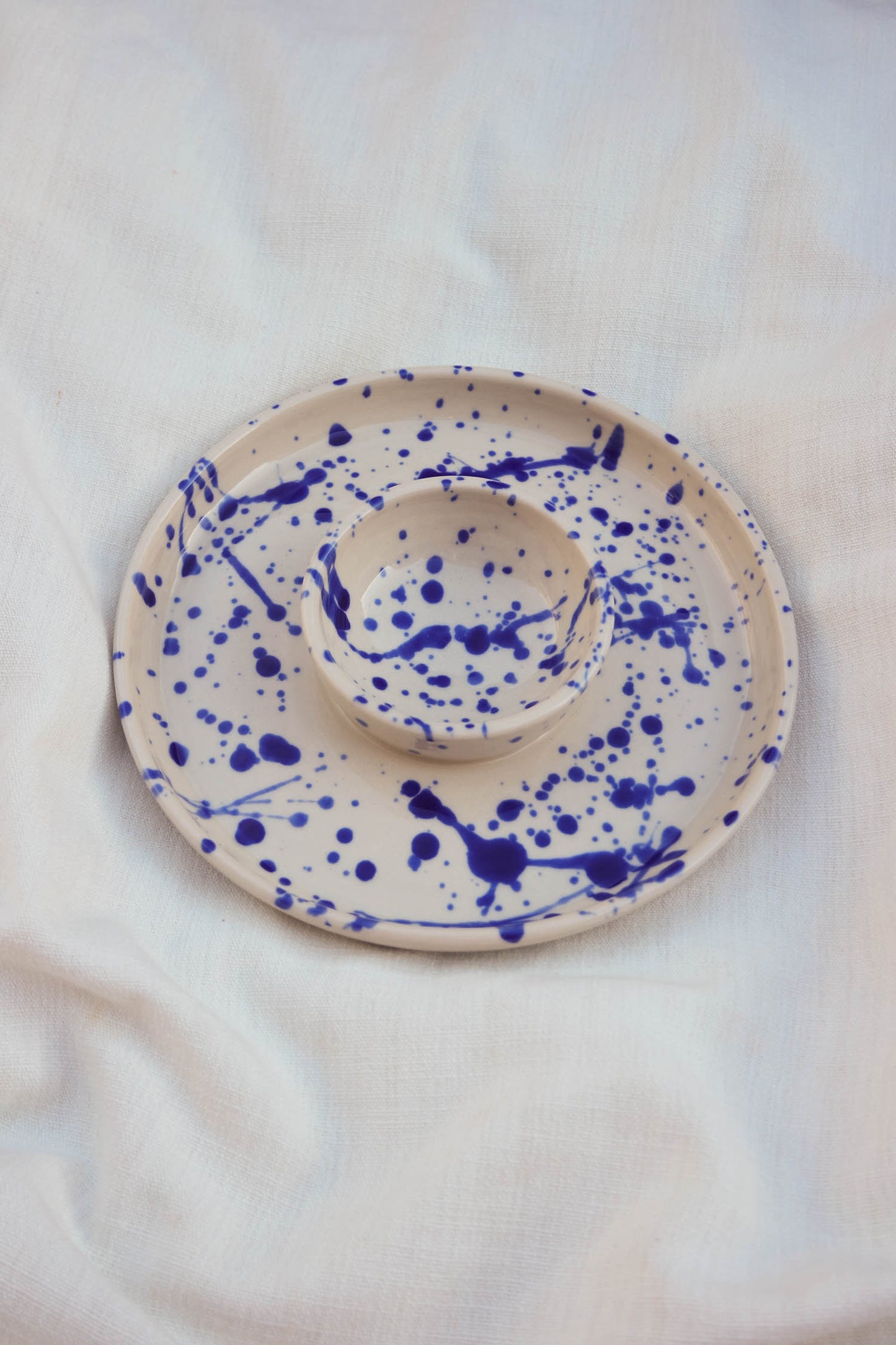 Snack Dippy Plate | Cobalt Splatter