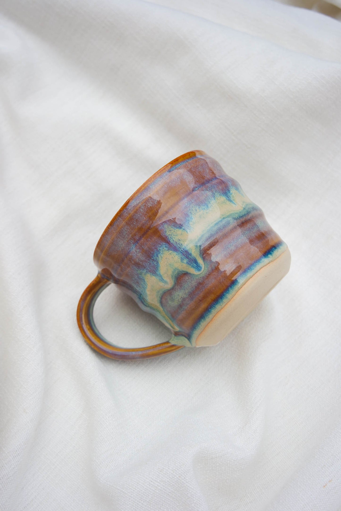 Tall & Short Swirl Mugs | Drippy Blue and Pink Fleck