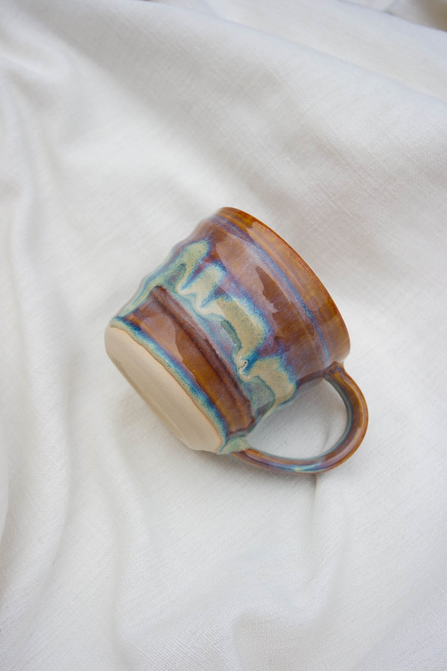 Tall & Short Swirl Mugs | Drippy Blue and Pink Fleck