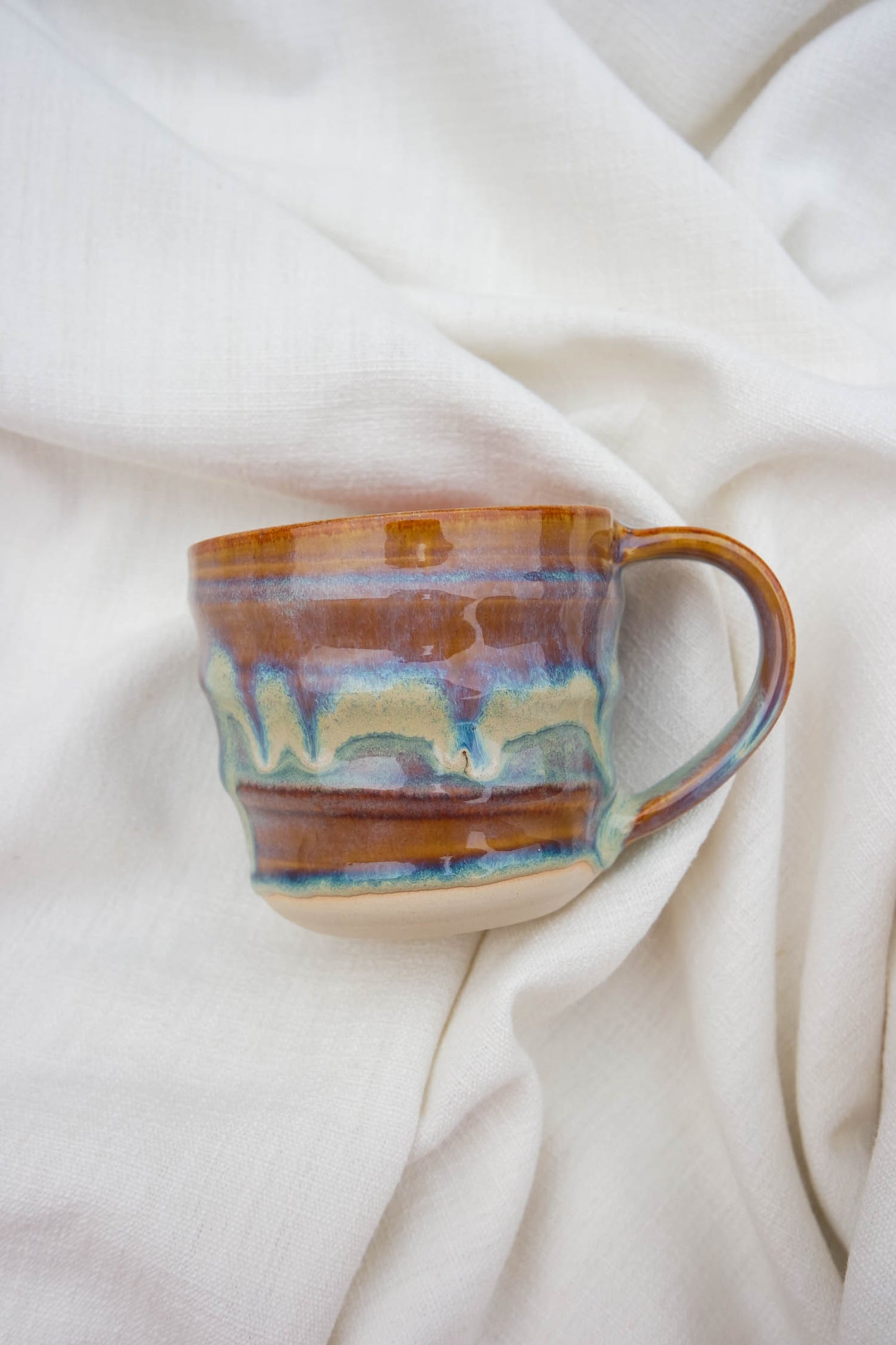 Tall & Short Swirl Mugs | Drippy Blue and Pink Fleck