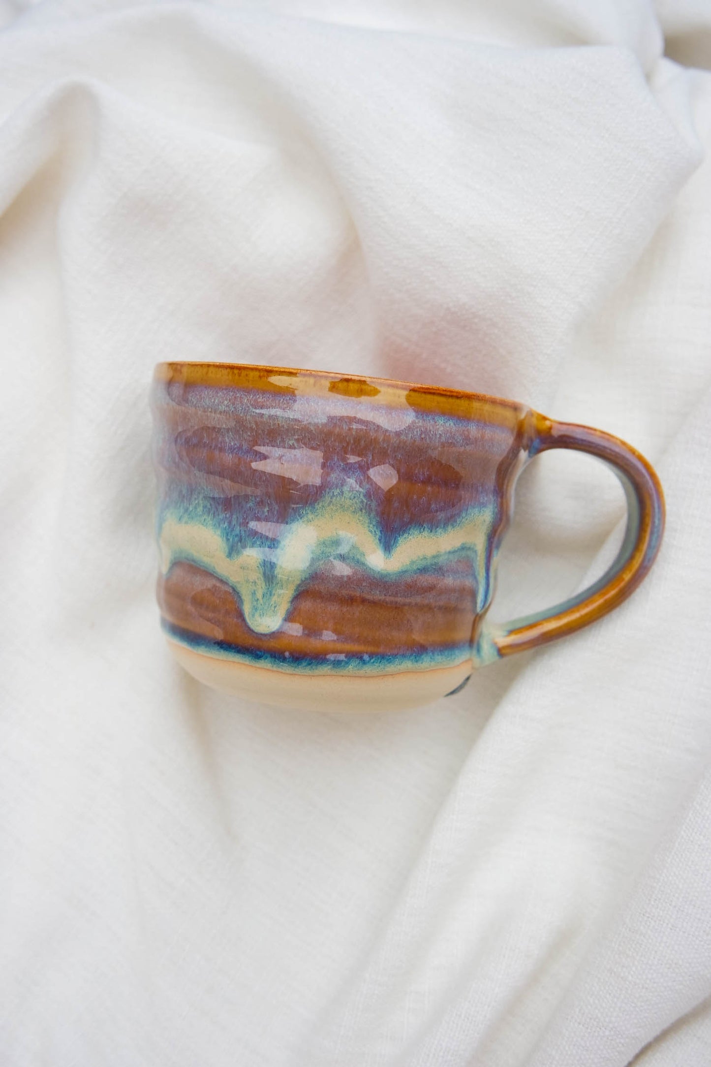 Tall & Short Swirl Mugs | Drippy Blue and Pink Fleck