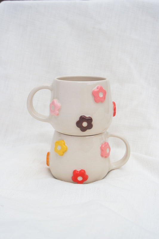 Flower Puff Scatter Mug | Warm Tones
