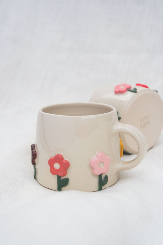 Flower Puff Stem Mug | Warm Tones