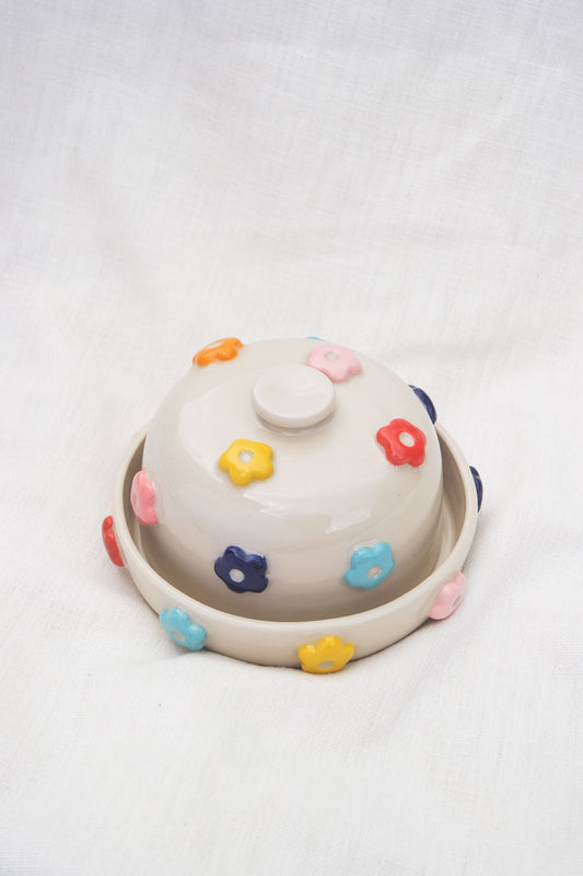 Butter Dish | Flower Puff Scatter | Multi colour
