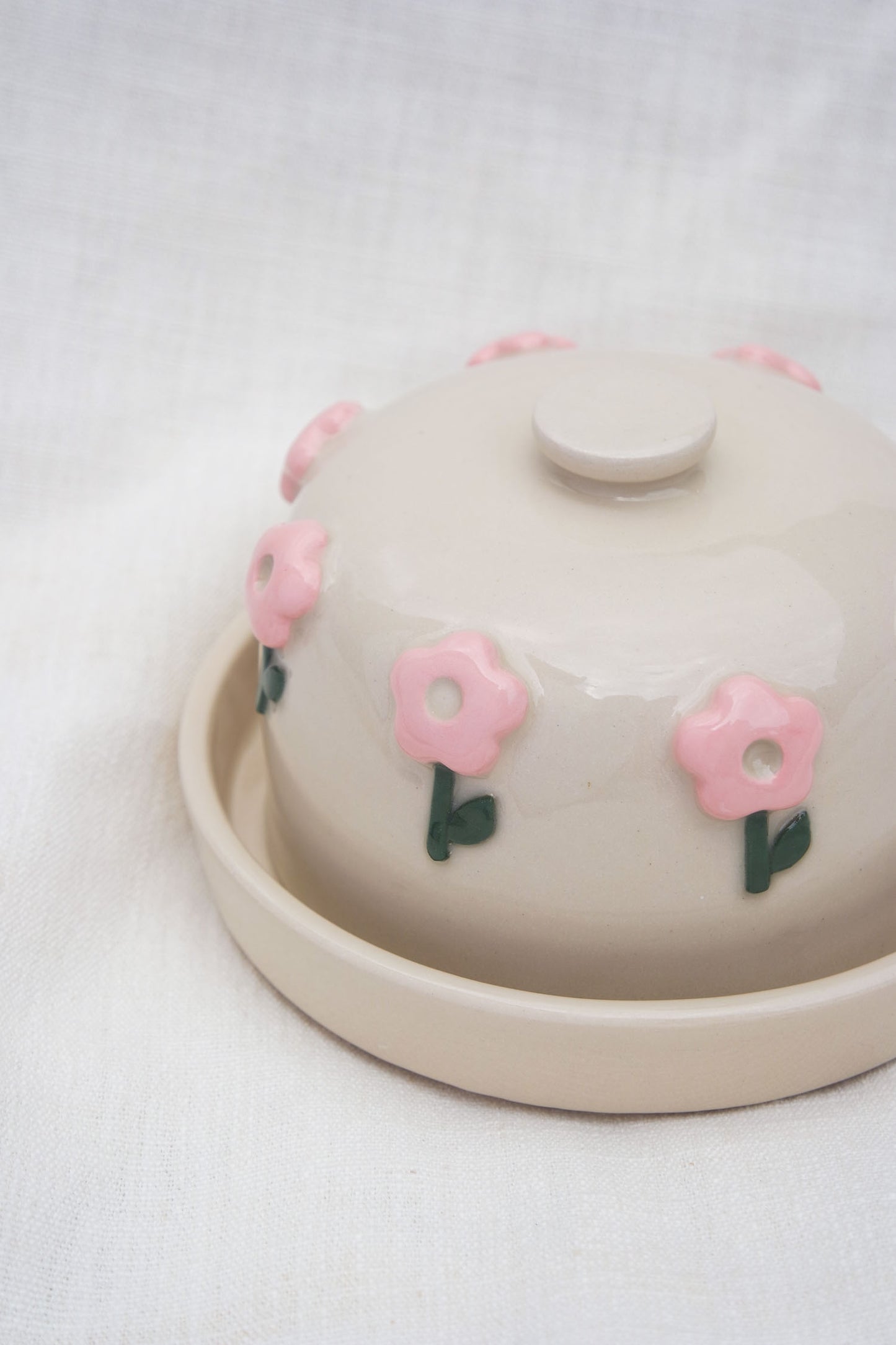 Custom Flower Puff Stem Butter Dish
