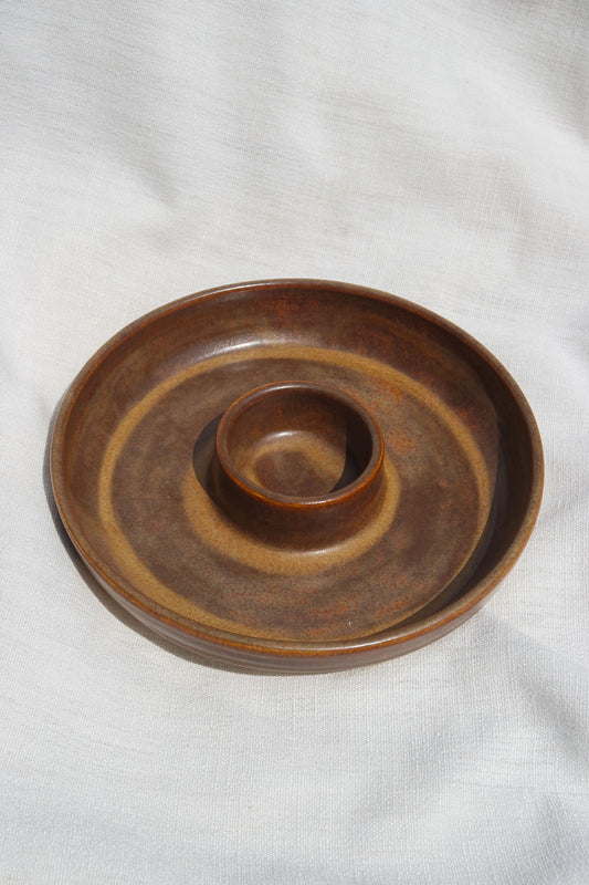 Snack Dippy Plate | Brown Satin