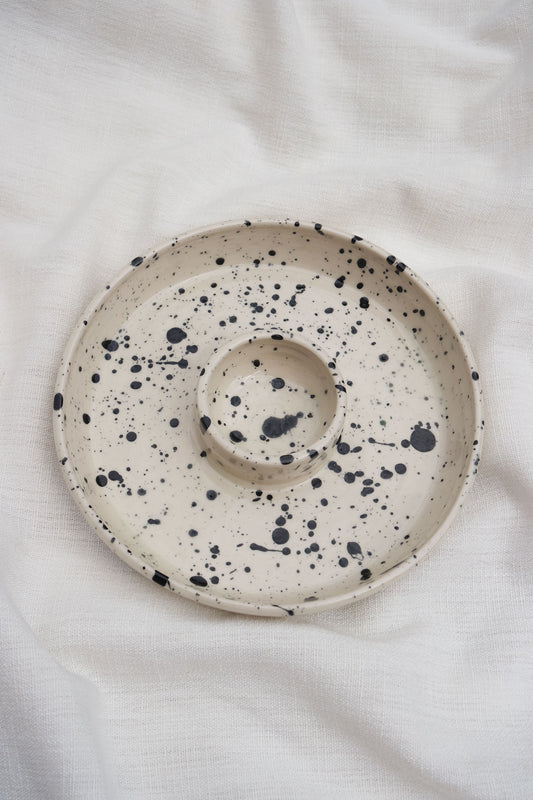 Snack Dippy Plate | Black Splatter