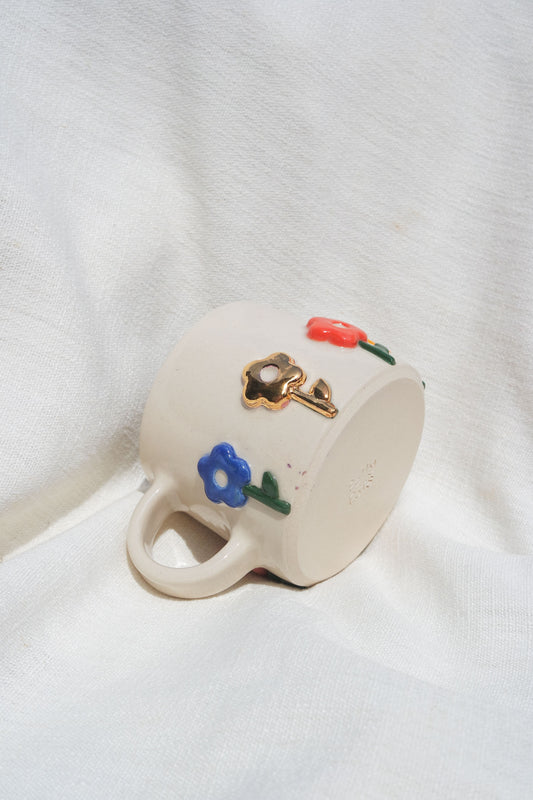 Flower Puff Stem Mug | Multi & Gold (seconds)