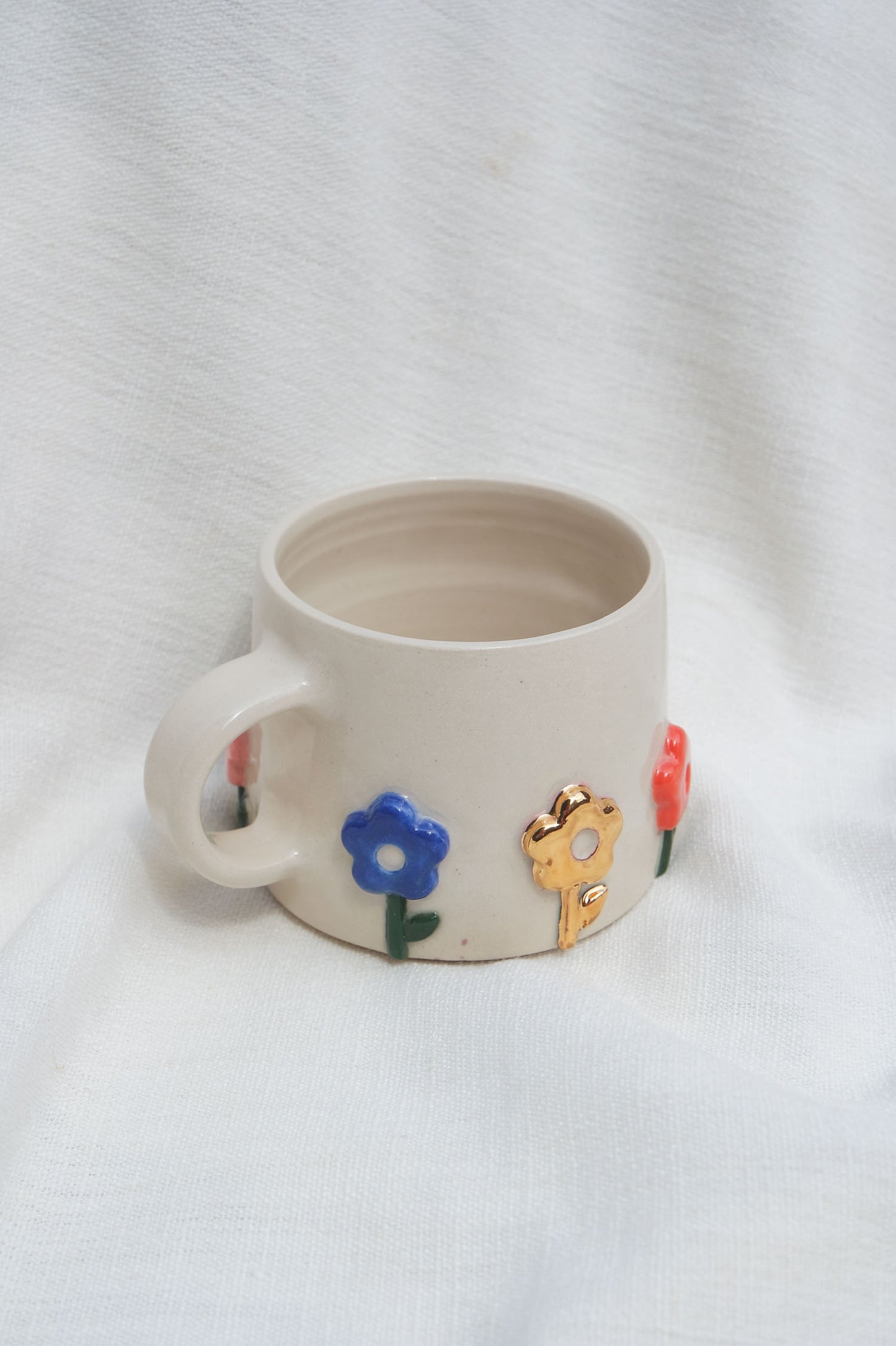Flower Puff Stem Mug | Multi & Gold (seconds)