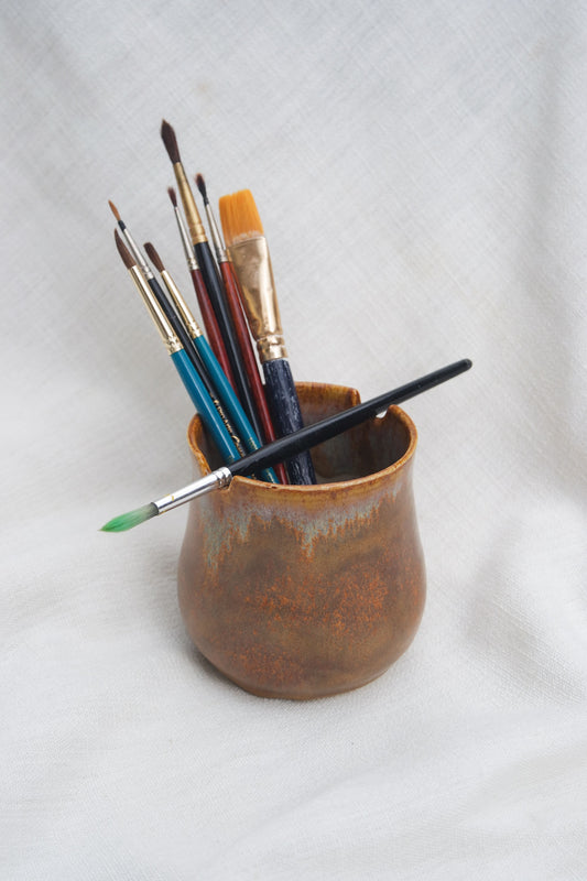 Paint Brush Pot | Brown Ethereal Drip