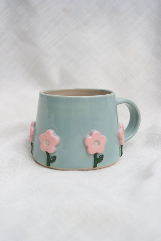 Flower Puff Stem Mug | Blue Sky