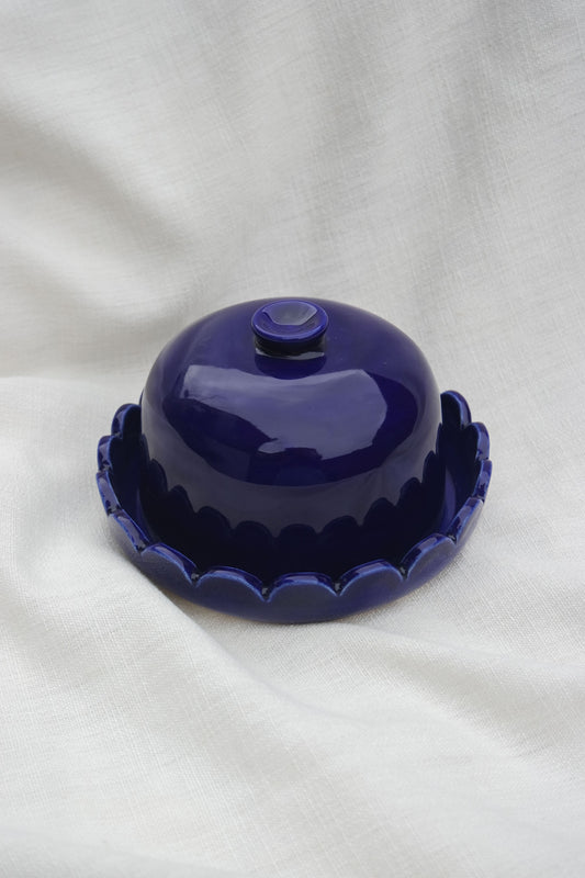 Butter Dish | Scallop Rim | Cobalt Blue