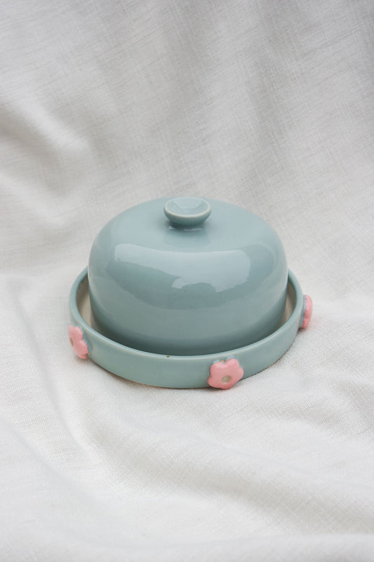 Butter Dish | Dainty Flower Puff | Sky Blue